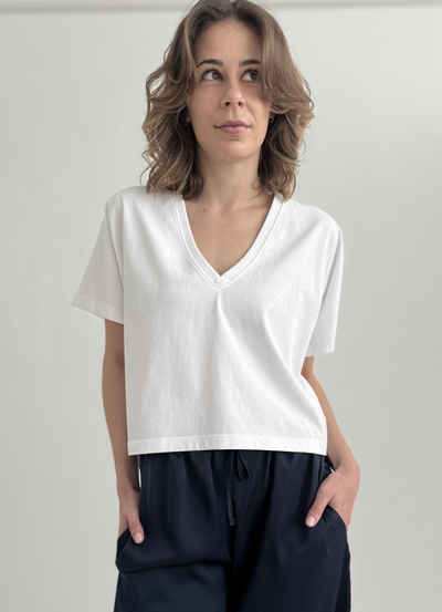 Zuckerwatte V-Shirt kurze modische Form, aus 100% Baumwolle