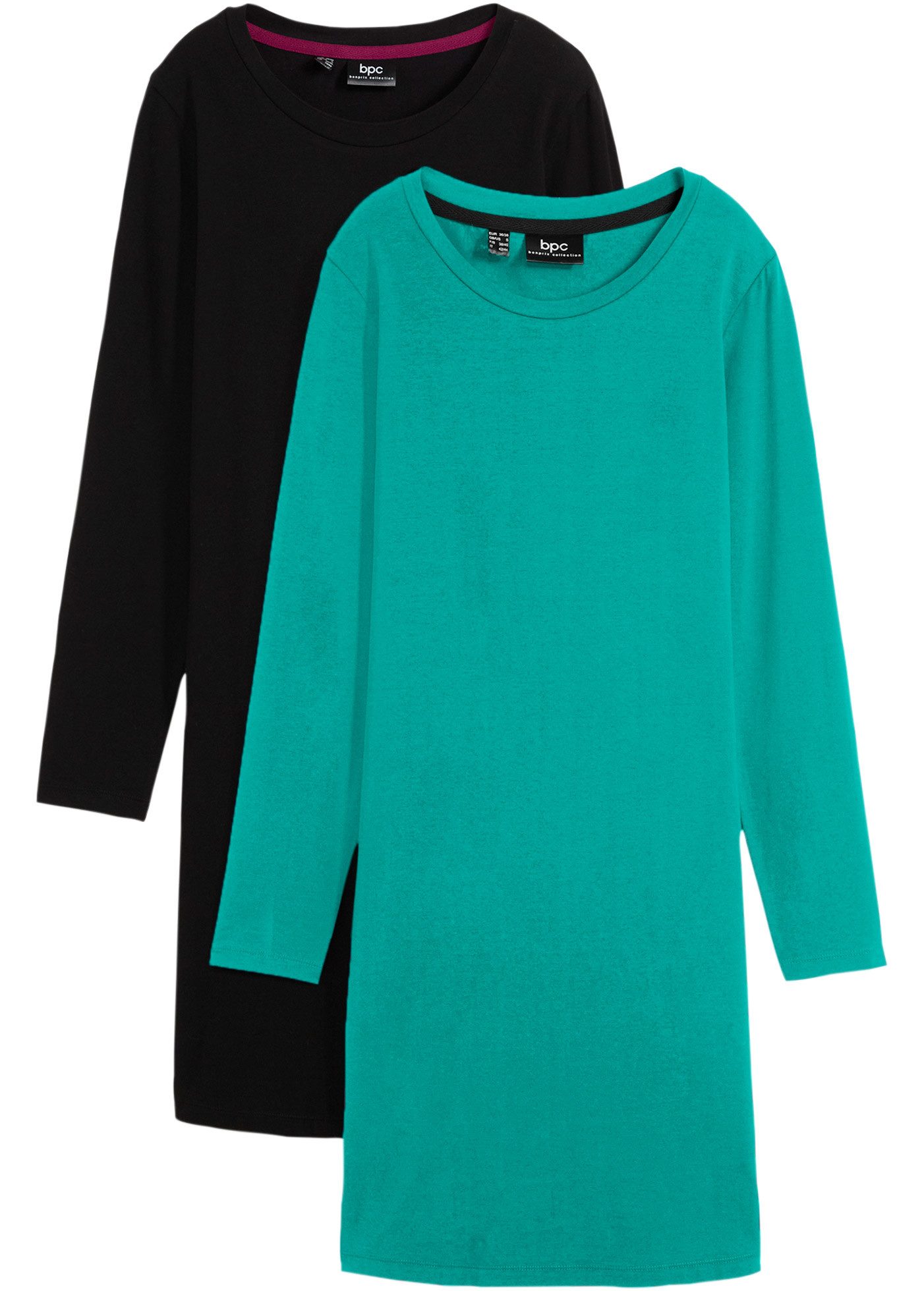 bonprix Jerseykleid (Packung, 2-tlg., 2) im 2er Pack und mit Rundhalsausschnitt