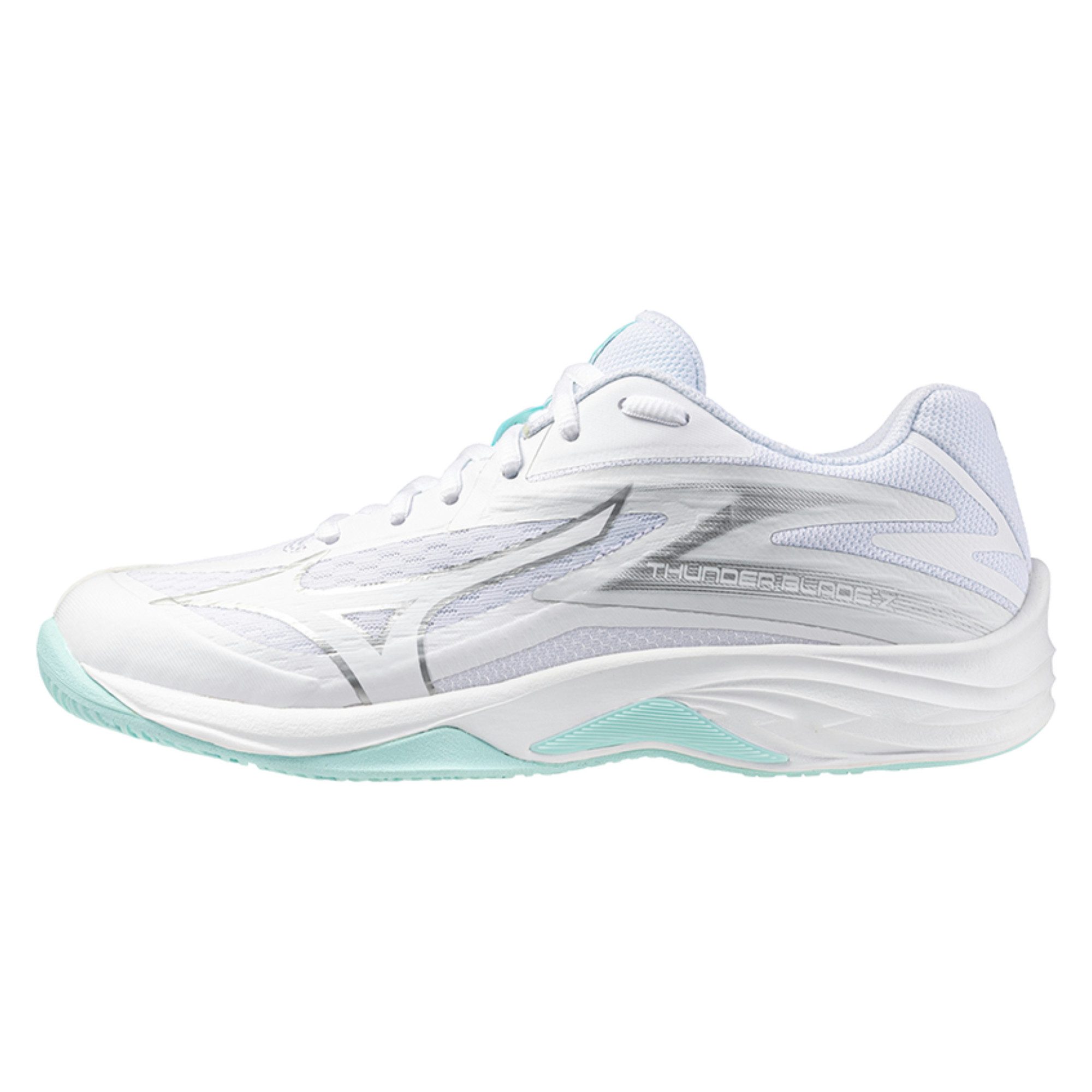 Mizuno THUNDER BLADE Z - Damen Volleyballschuh - White/Blue Tint Hallenschuh