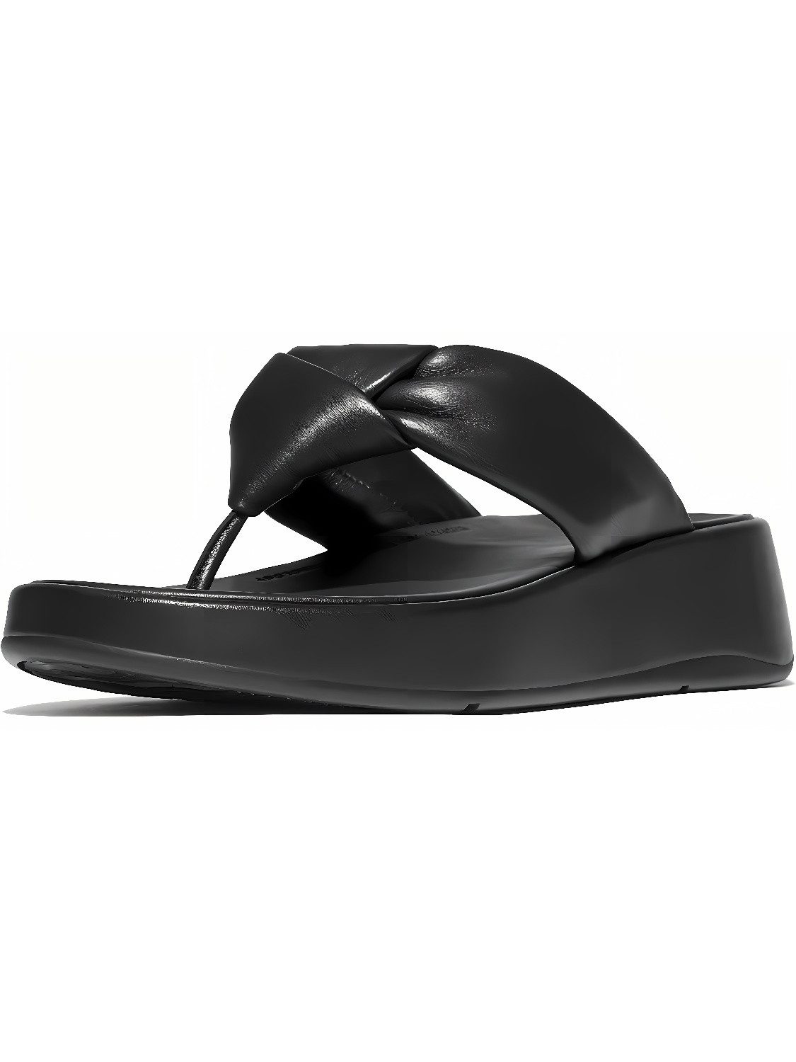 F-Mode Knot Soft-Leather Flatform Toe-Post Sandals Sandale