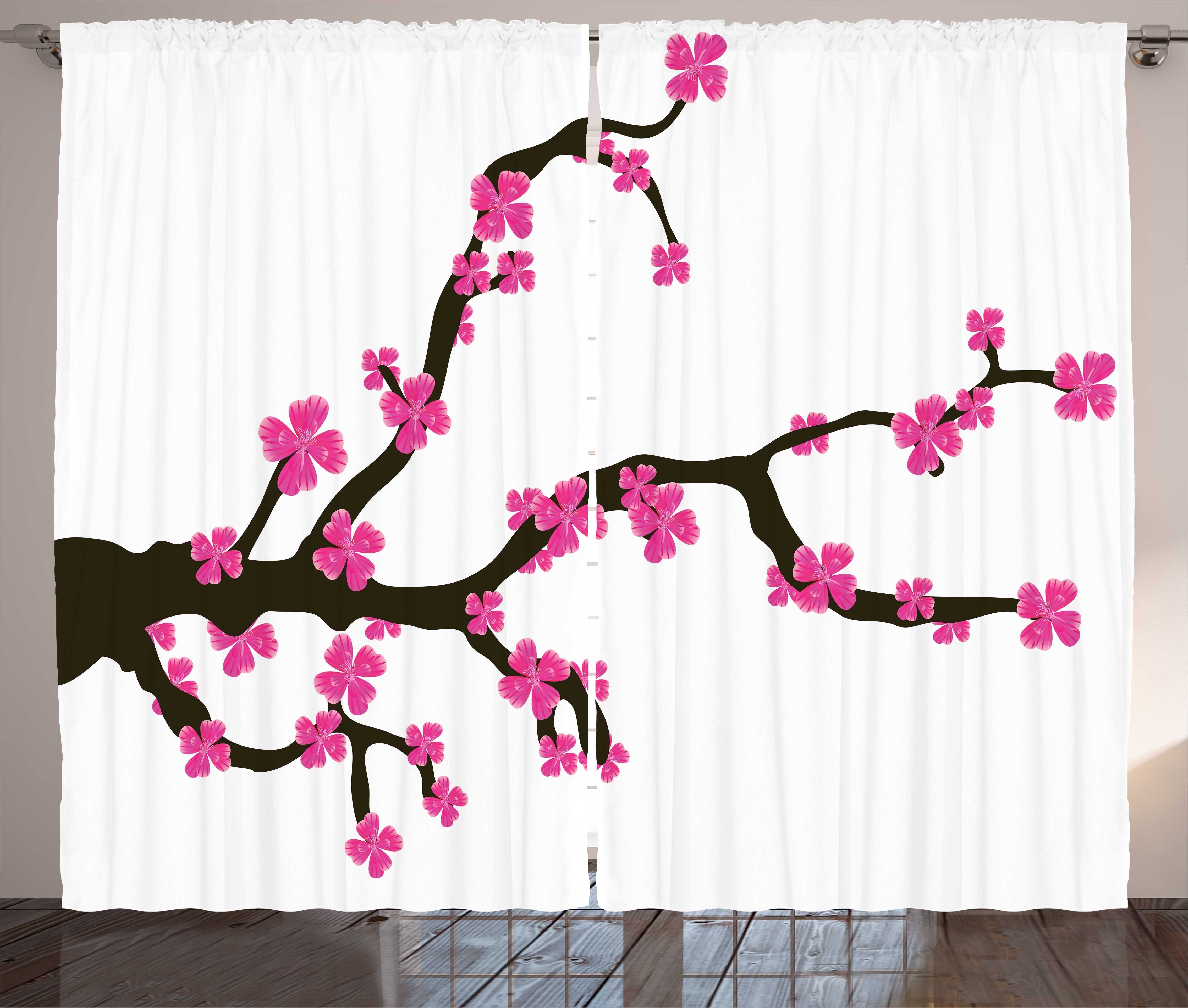 Kräuselband Mandelblüte Schlafzimmer Haken, Vorhang und Thema mit Gardine Abakuhaus, Botanik Schlaufen