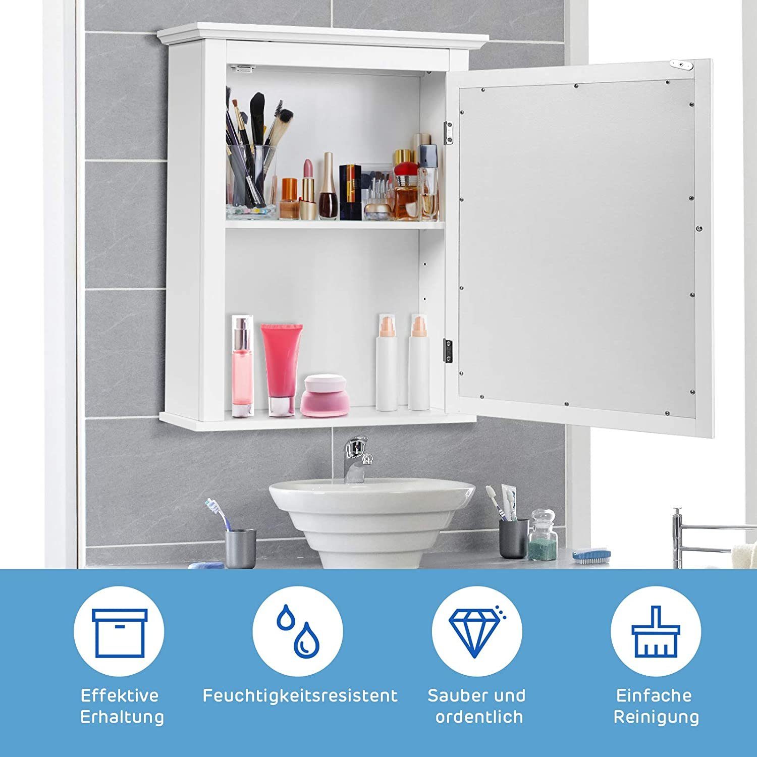KOMFOTTEU Spiegelschrank Wandschrank 56 x 15 günstig online kaufen