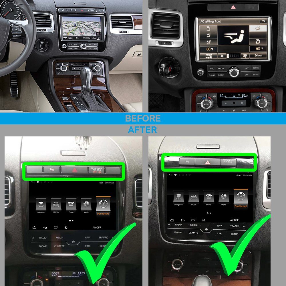 TAFFIO Für VW Touareg 2 RNS850 9" Touchscreen Android GPS CarPlay Einbau-Navigationsgerät