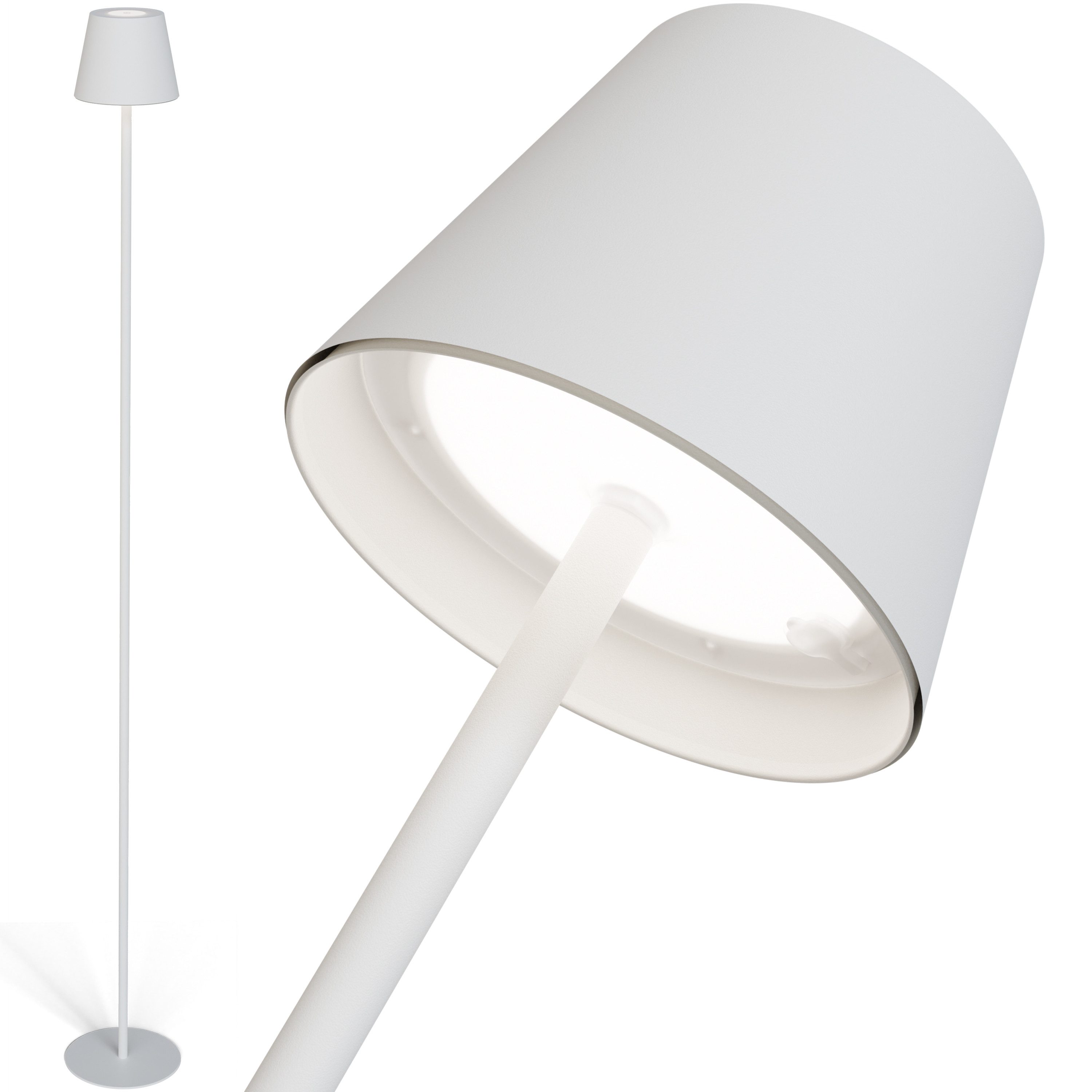 ovilum LED Außen-Tischleuchte Tischlampe, aus Edelstahl in Weiß zur