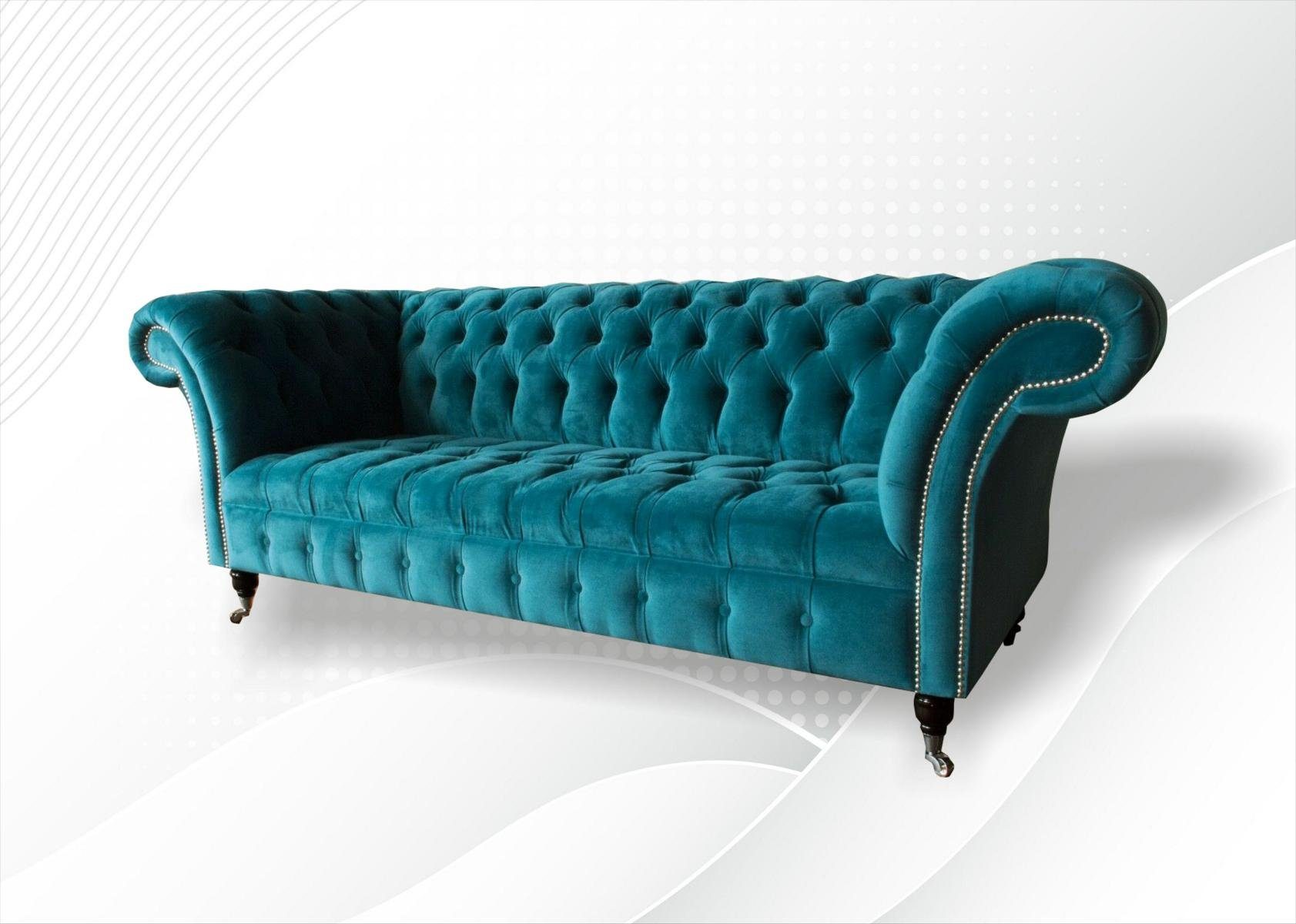 Made Textil Neu, Sofa Chesterfield Gemütliches Chesterfield-Sofa Türkis Luxus Europe in Couch JVmoebel