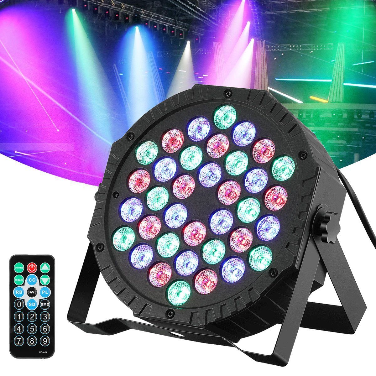 oyajia LED Discolicht 36W 36 LEDs RGB Bühnenlicht DMX PAR Can Licht Club  Disco Party DJ Show, LED fest integriert, RGB, Selbstfahrend,  Sprachaktiviert, Automatisches Stroboskop, Discolicht Scheinwerfer  Beleuchtung für Stage DJ Party