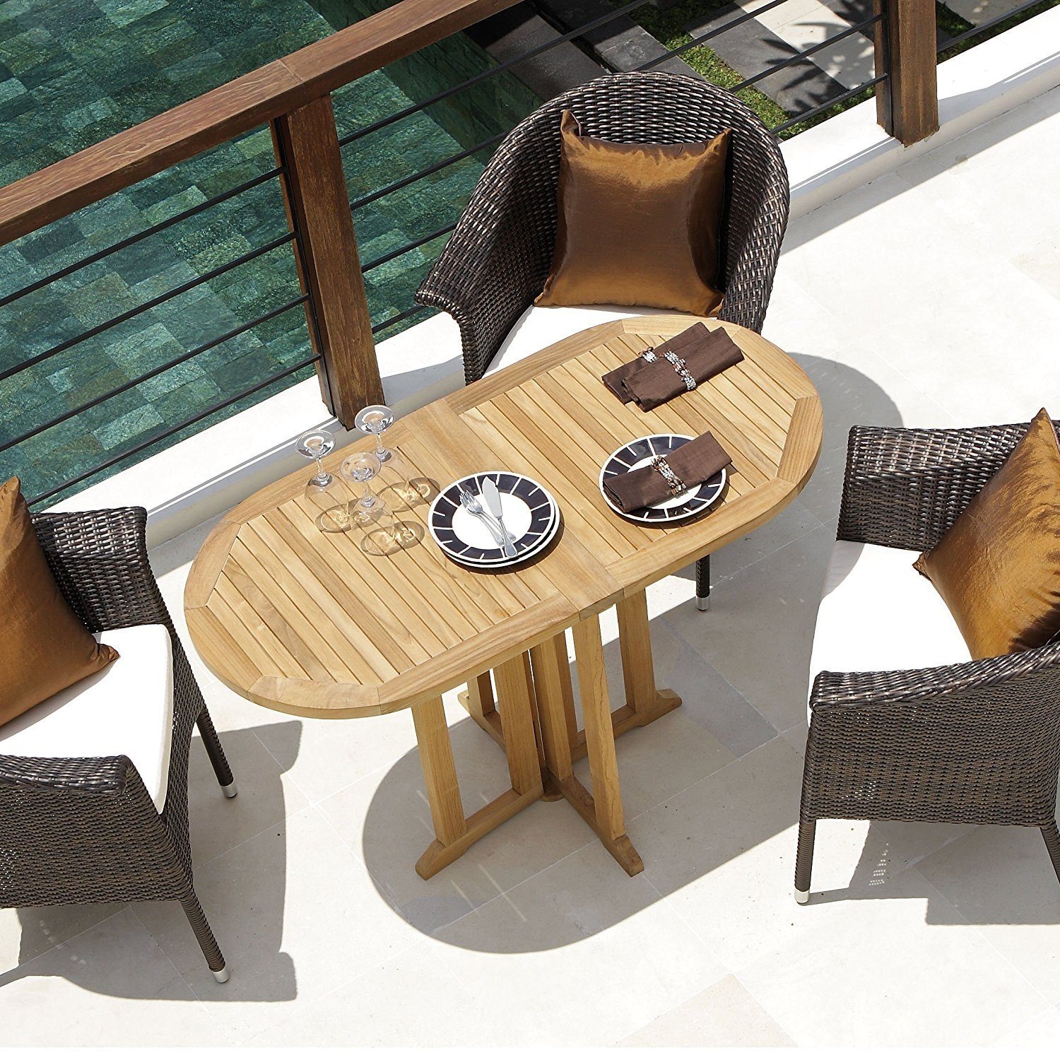 Destiny Gartentisch Balcony (1St), 120x60x75cm oval, klappbar, Teakholz