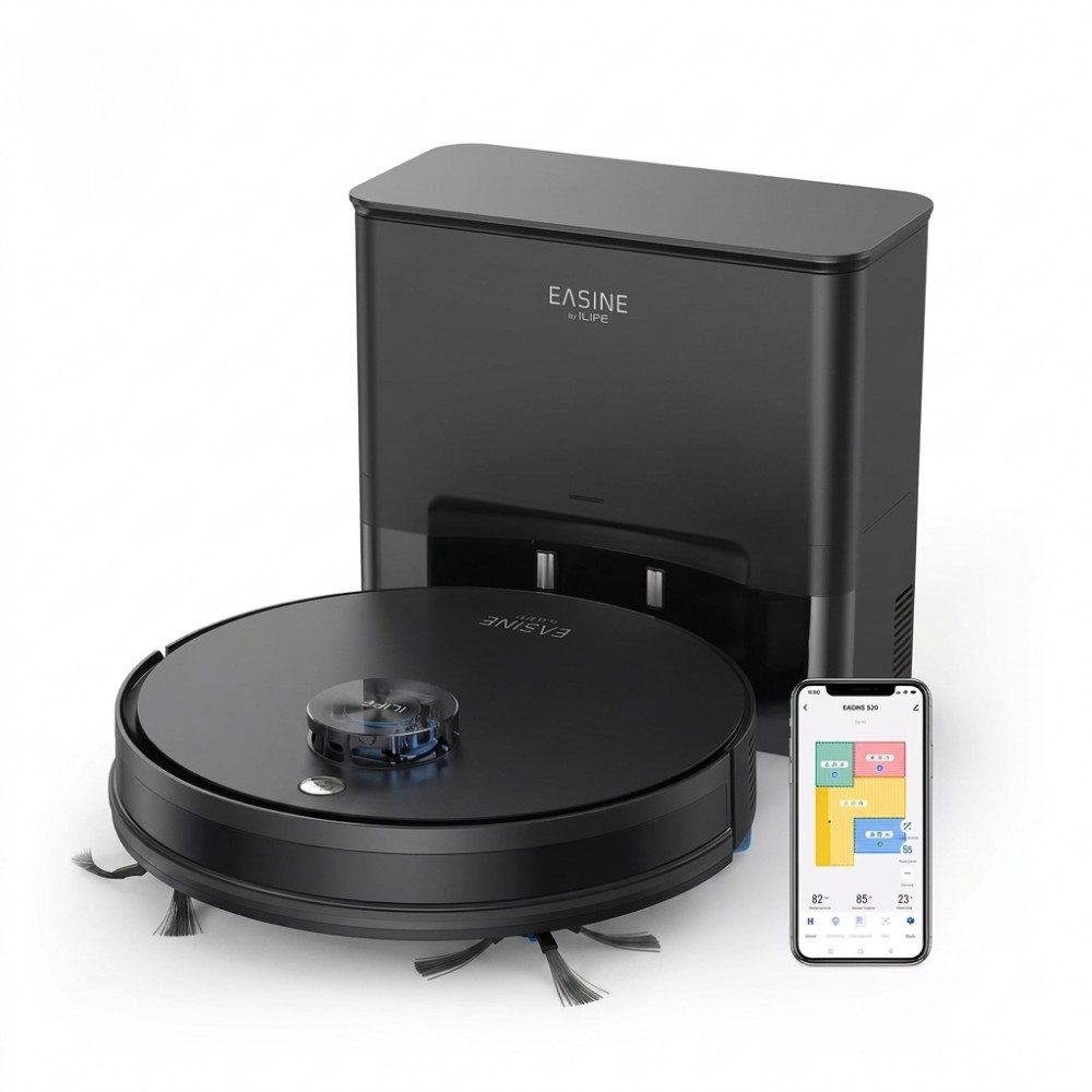 ILIFE Saugroboter S20 Saug- und Wischroboter mit Absaugstation Roboter, 40 W, mit Beutel, Erstellung flexibler Zeitpläne, App-Steuerung