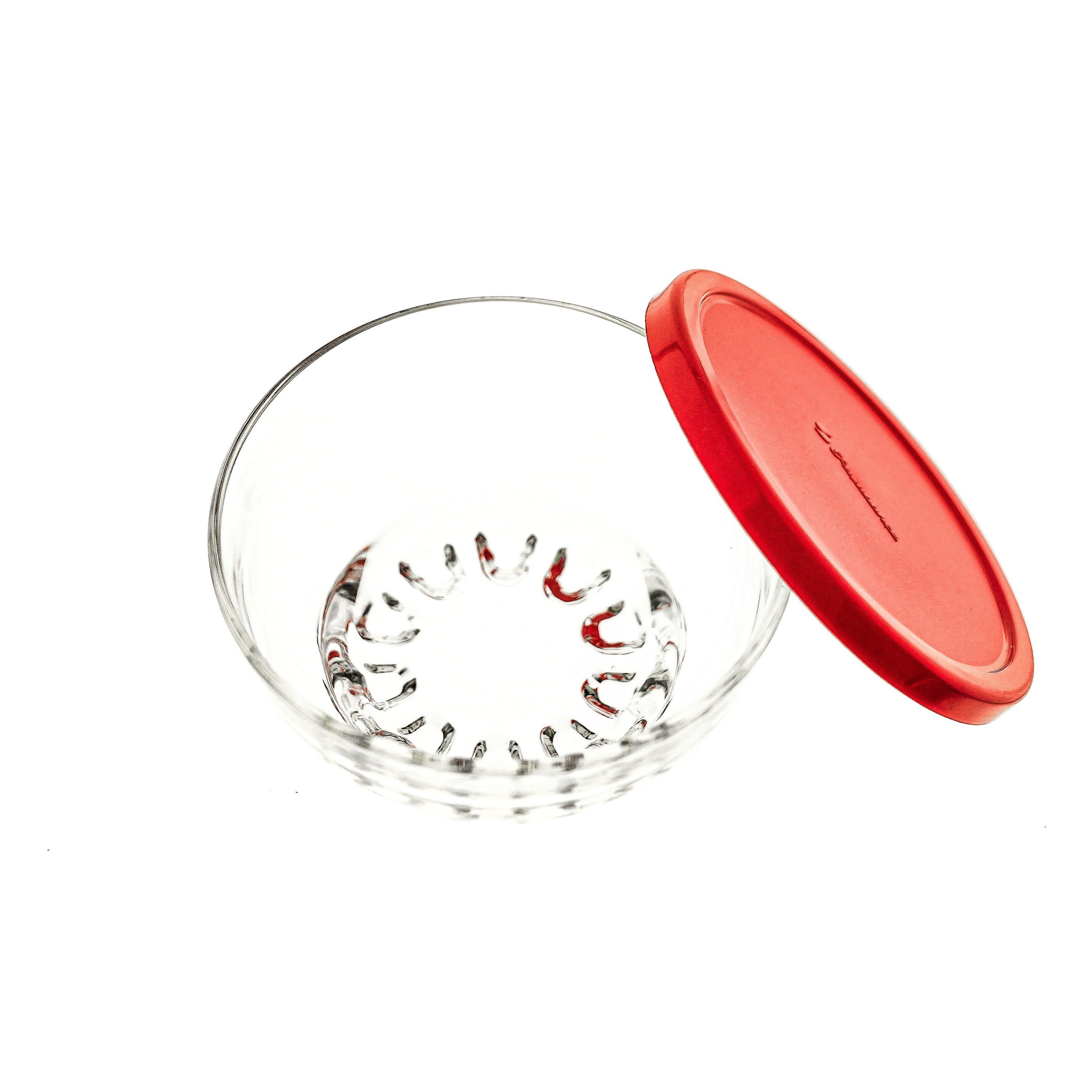 Pasabahce Schale Glasschalen mit rotem Deckel – 105 mm – 3er-Set, Glas, (3-tlg)