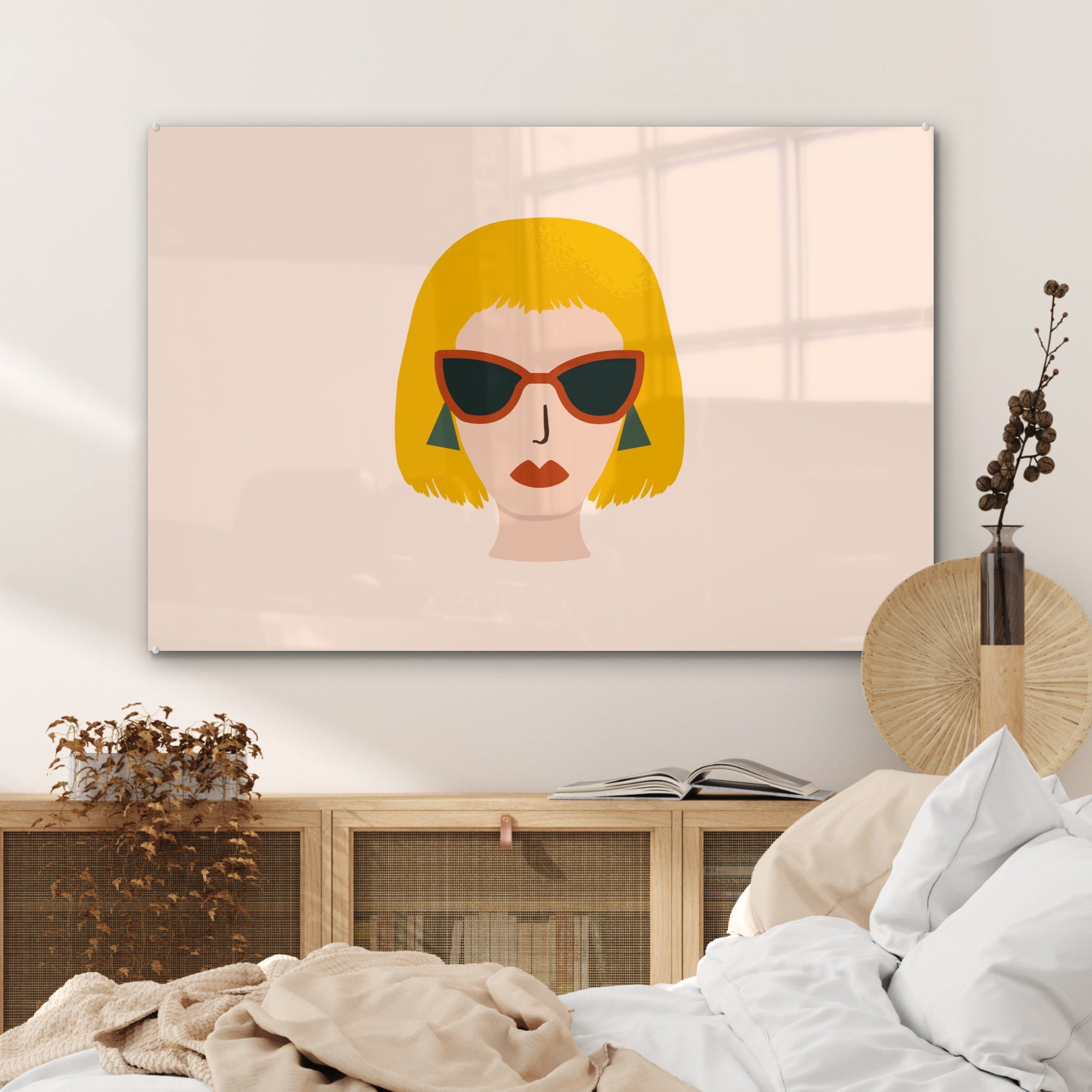 - Sommer, & St), (1 Wohnzimmer Acrylglasbild Frau - Schlafzimmer Sonnenbrille MuchoWow Acrylglasbilder