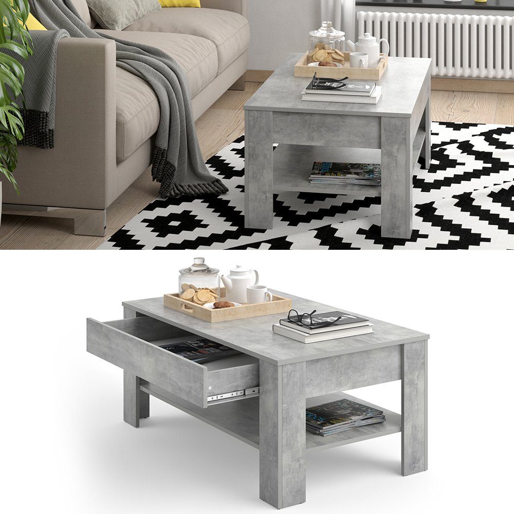 Vicco Couchtisch Milan, Beton, 92.2 x 65 cm, Drehbar günstig online kaufen