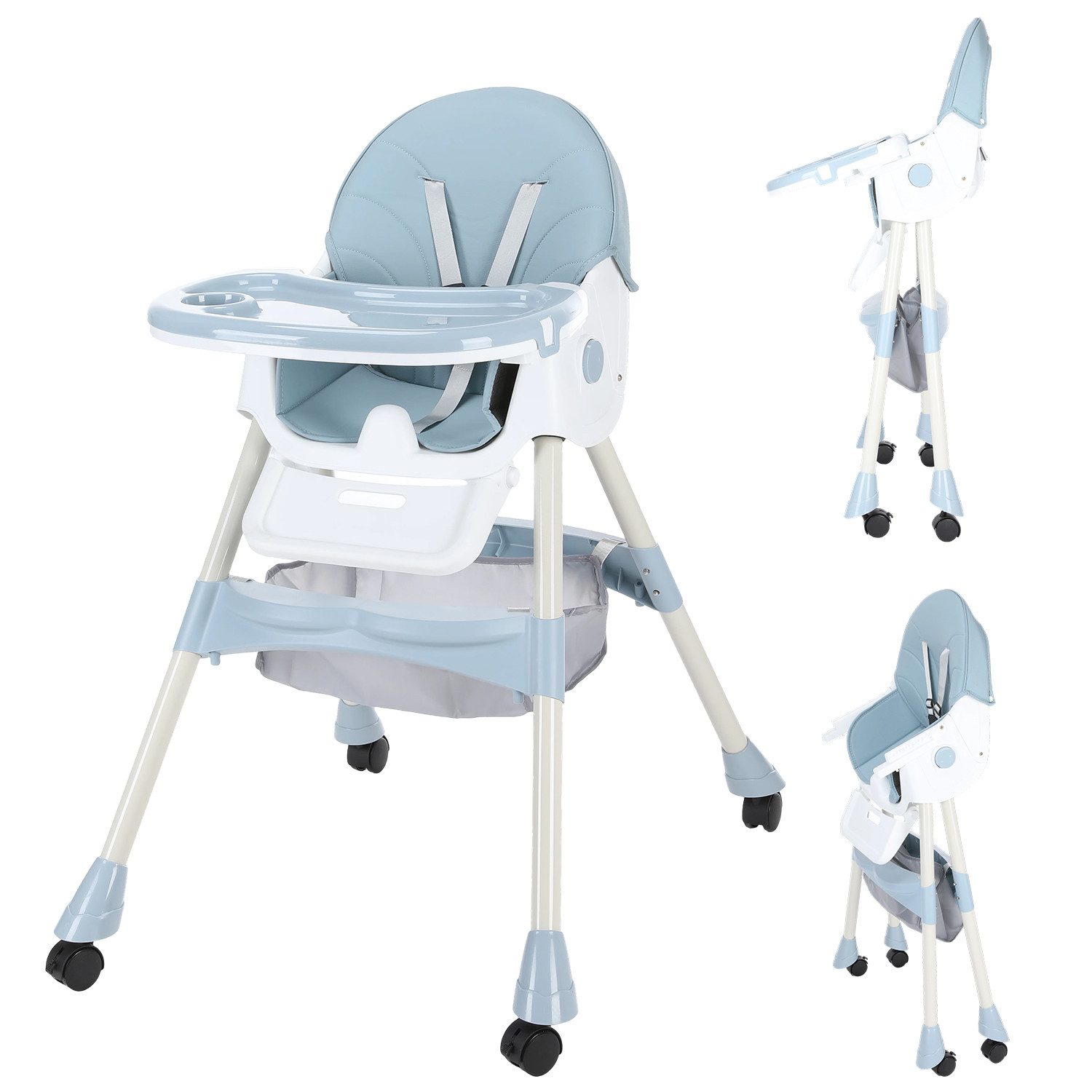 oyajia Kinderstuhl Kinderklappstuhl, Kinder-Esstuhl​, 3 in 1 Babystuhl, Kombiessstuhl (Babystuhl mit Tablett und 5-Punkt-Gurt, Fußstütze, Einfach zu Reinigen), Baby Wippe, ab 6 Monaten bis 3 Jahren