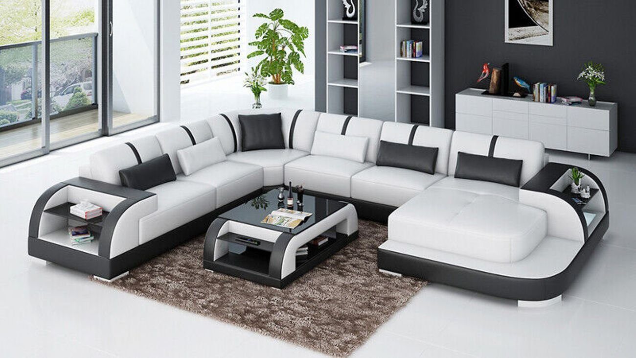 JVmoebel Ecksofa Ledersofa Garnitur Modern Eck Sofa Ecksofa Couch Wohnlandschaft