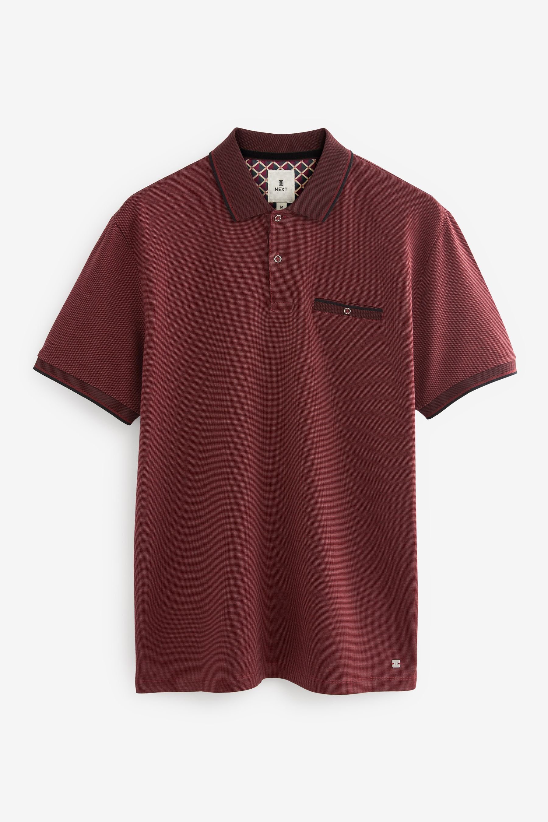 Next Poloshirt Pikee-Poloshirt Burgundy (1-tlg) mit Red Kragenstreifen Fit Regular im