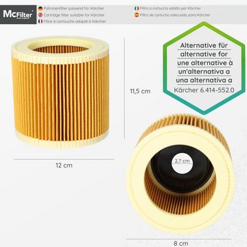 McFilter Staubsaugerbeutel (10 Stück) + 1 Filter, passend für Kärcher Nass- Trockensauger MV3 MV 3 P Extension Kit Staubsauger, 11 St., Alternative für 6.959-130.0 (Beutel), 6.414-552.0 (Patronenfilter)