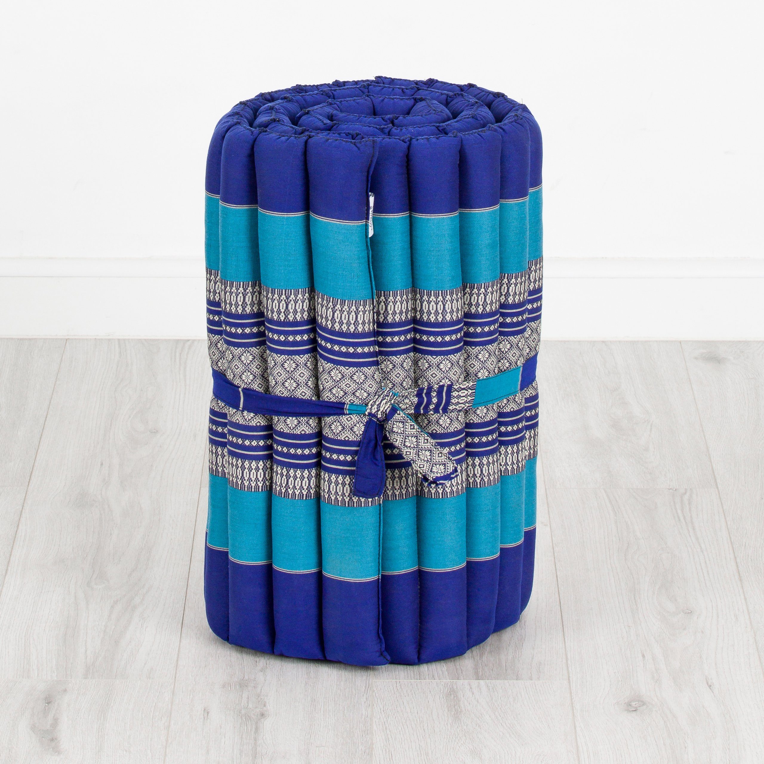 210x50x4,5cm, 4,50 breit, hoch, Blau handgefertigt, cm 50 cm Rollmatte und vegan Reisebett-Matratzen livasia, Kapok