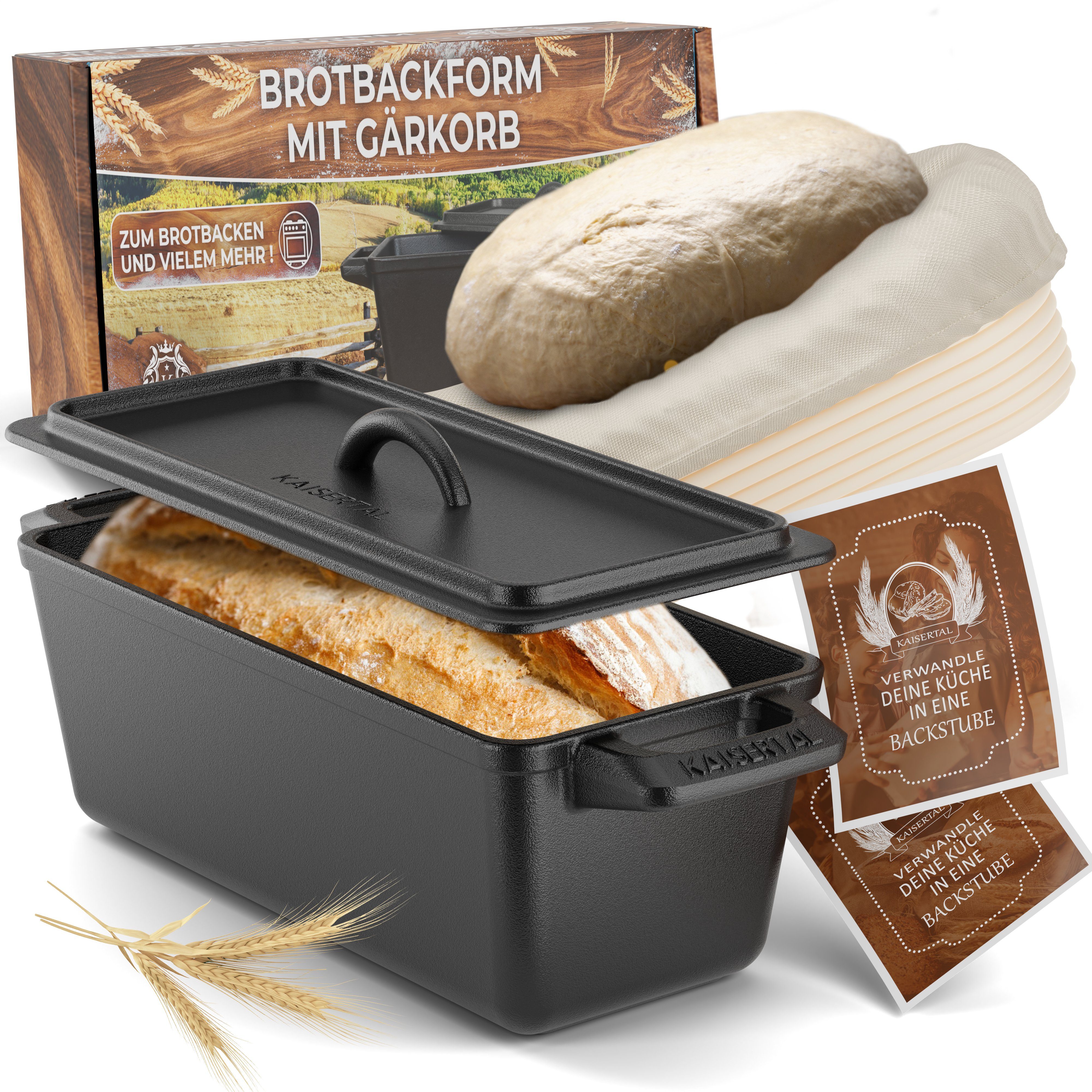 Kaisertal Brotbackform KAISERTAL Brotbackform mit Deckel [inkl. Gärkorb]  Gusseisen, gleichmäßige Hitzeverteilung