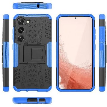 CoolGadget Handyhülle Blau als 2in1 Schutz Cover Set für das Samsung Galaxy S23 6,1 Zoll, 2x 9H Glas Display Schutz Folie + 1x TPU Case Hülle für Galaxy S23