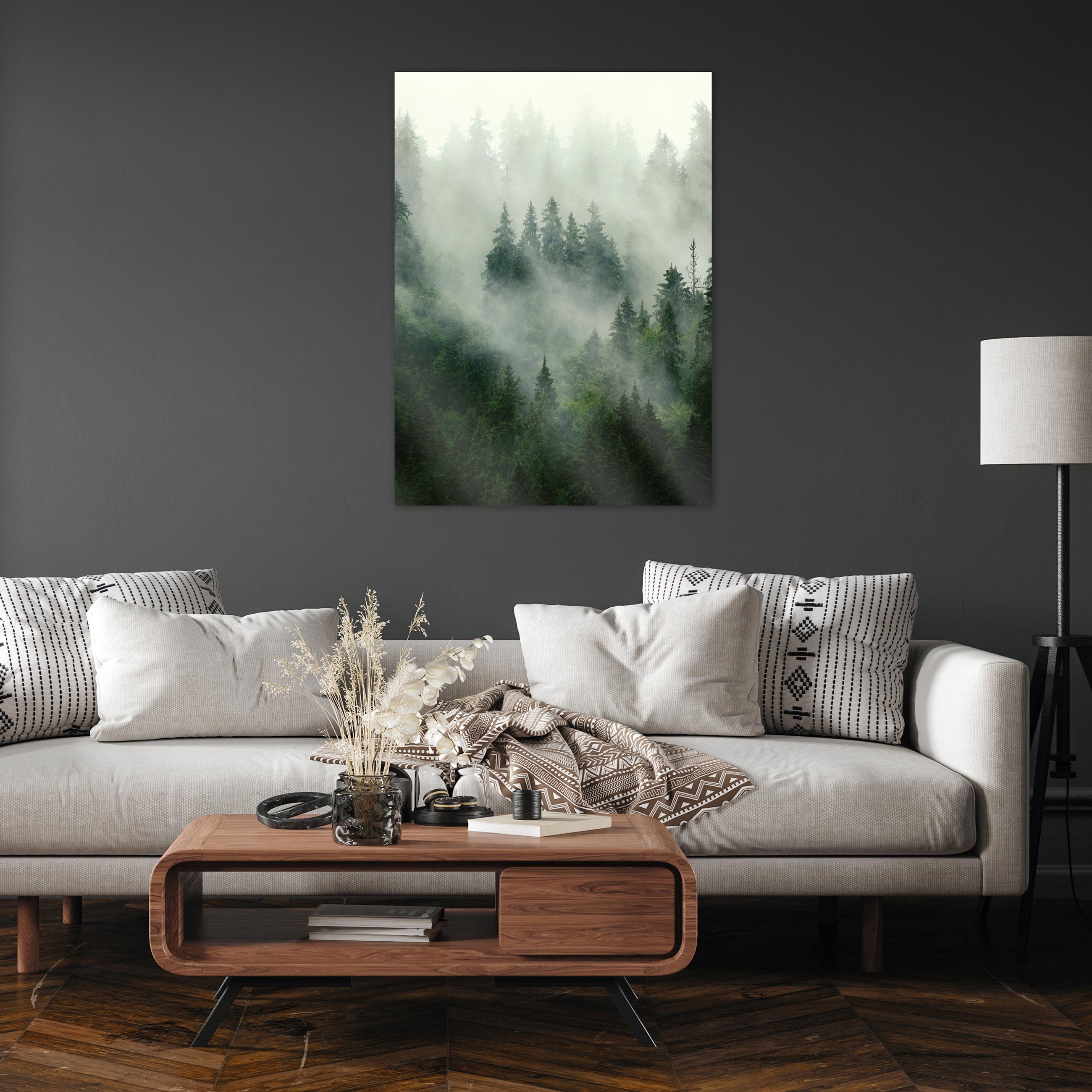 PREMIUM zur RAHMEN 70x100 Schlafzimmer Wandbild Auswahl: Wohnzimmer XXL, cm cm Wallarena 1 Natur St), POSTER, Kunstdruck Wald Wald 50x70 / (OHNE cm / Grün Größen Poster 30x40