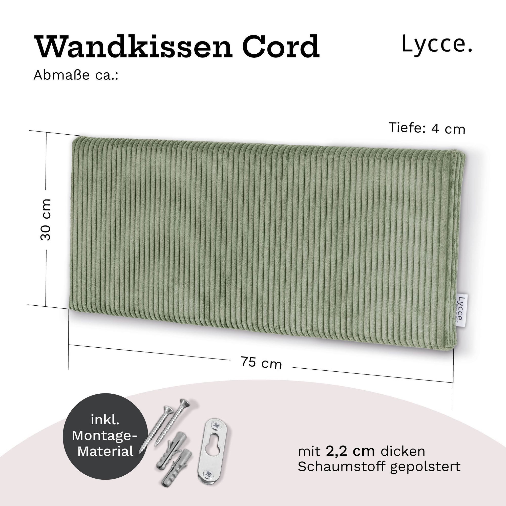 Lycce Kopfstütze Wandkissen Cord - Wandpolster Kopfteil Betten & Rückenkissen Sitzbank, (1 St)