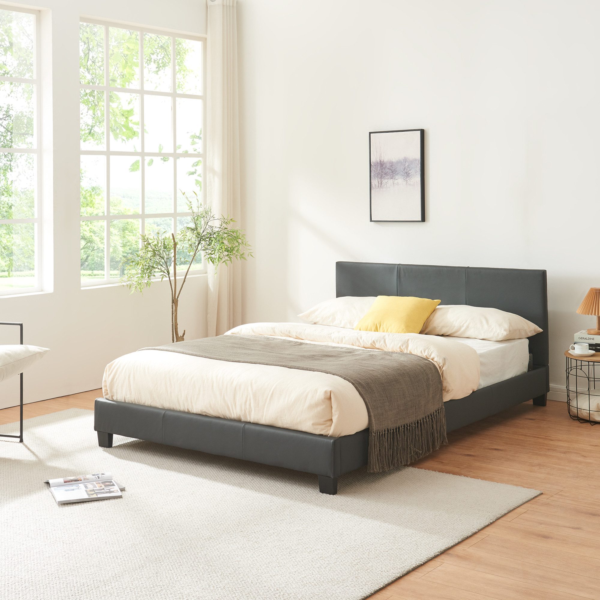 Corium Bett, »Albacete« Kunstlederbett 140x200cm Dunkelgrau