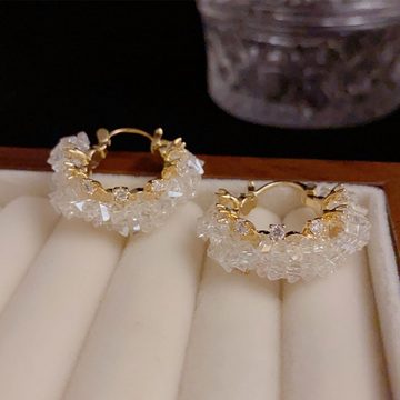 LAKKEC Paar Ohrhänger Mode Metall Kristall Kreis Ohrringe Damenschmuck Braut-Ohrringe, Geeignet für Hochzeiten, Partys