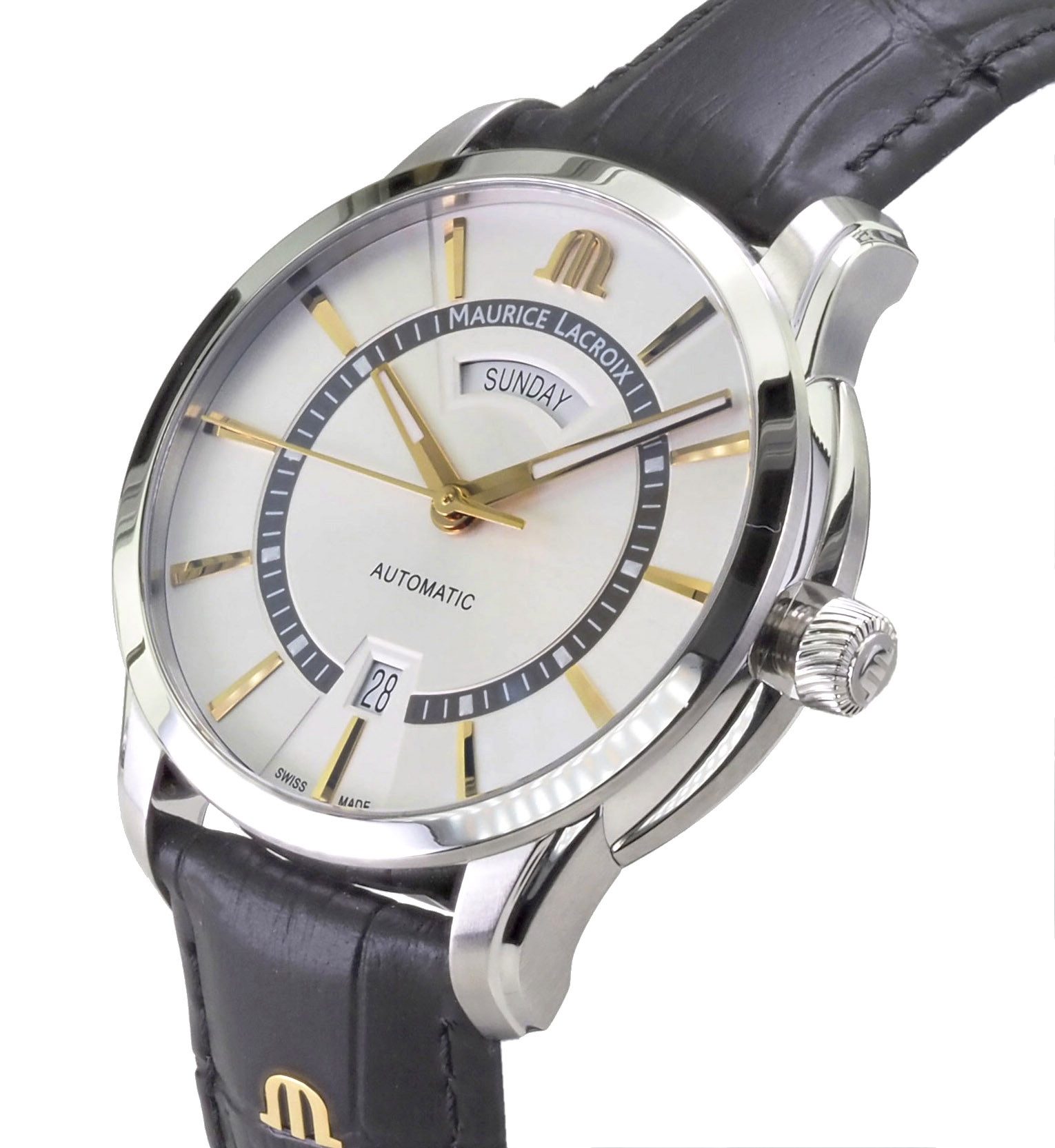 MAURICE LACROIX Automatikuhr schweizer Pontos Day Date PT6358-SS001-230-2 41 mm Ø Pontos Day Date, Glasboden