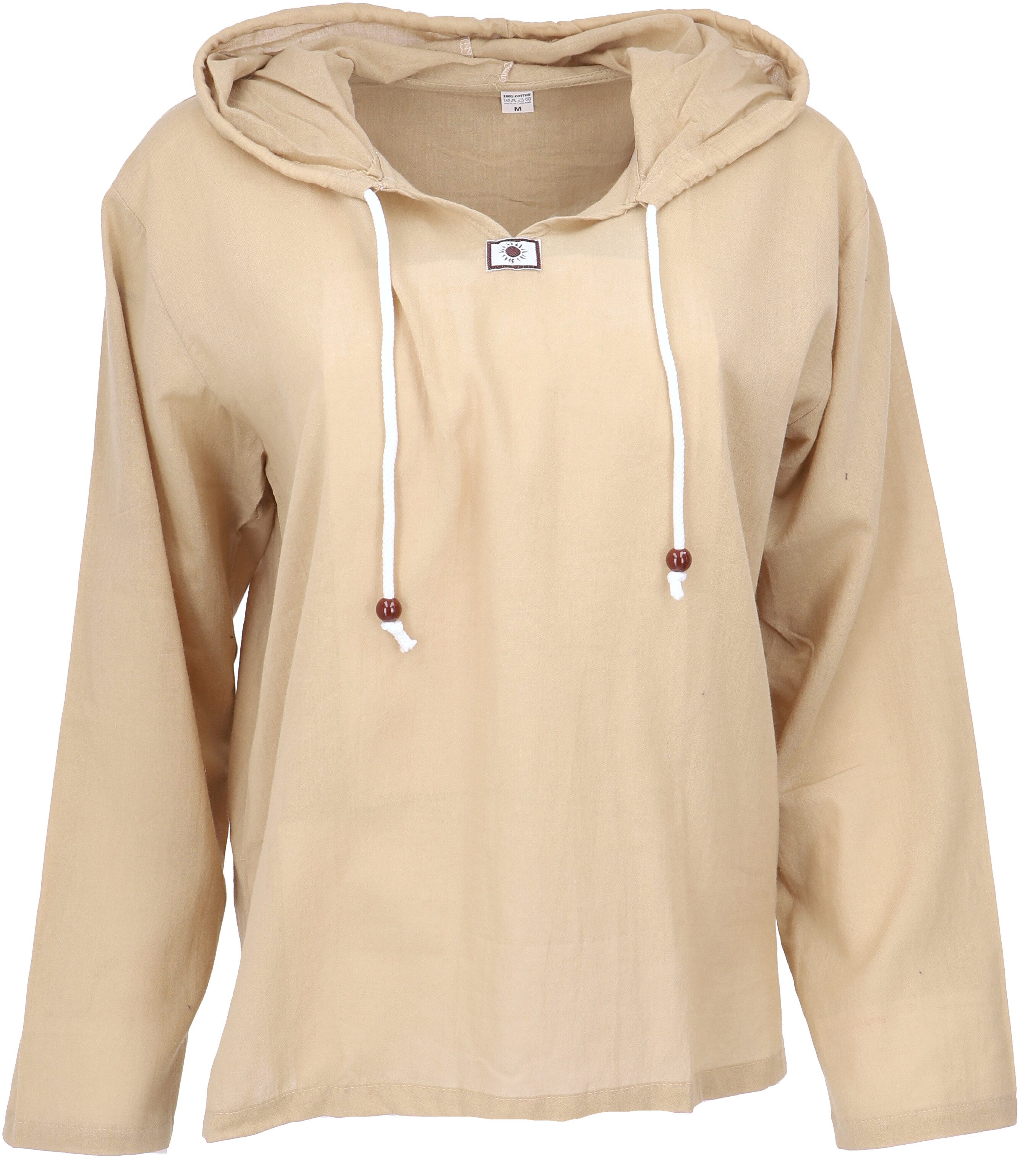 Guru-Shop Hemd & Shirt Yoga Hemd, leichtes Freizeithemd mit Kapuze,.. Ethno Style, alternative Bekleidung