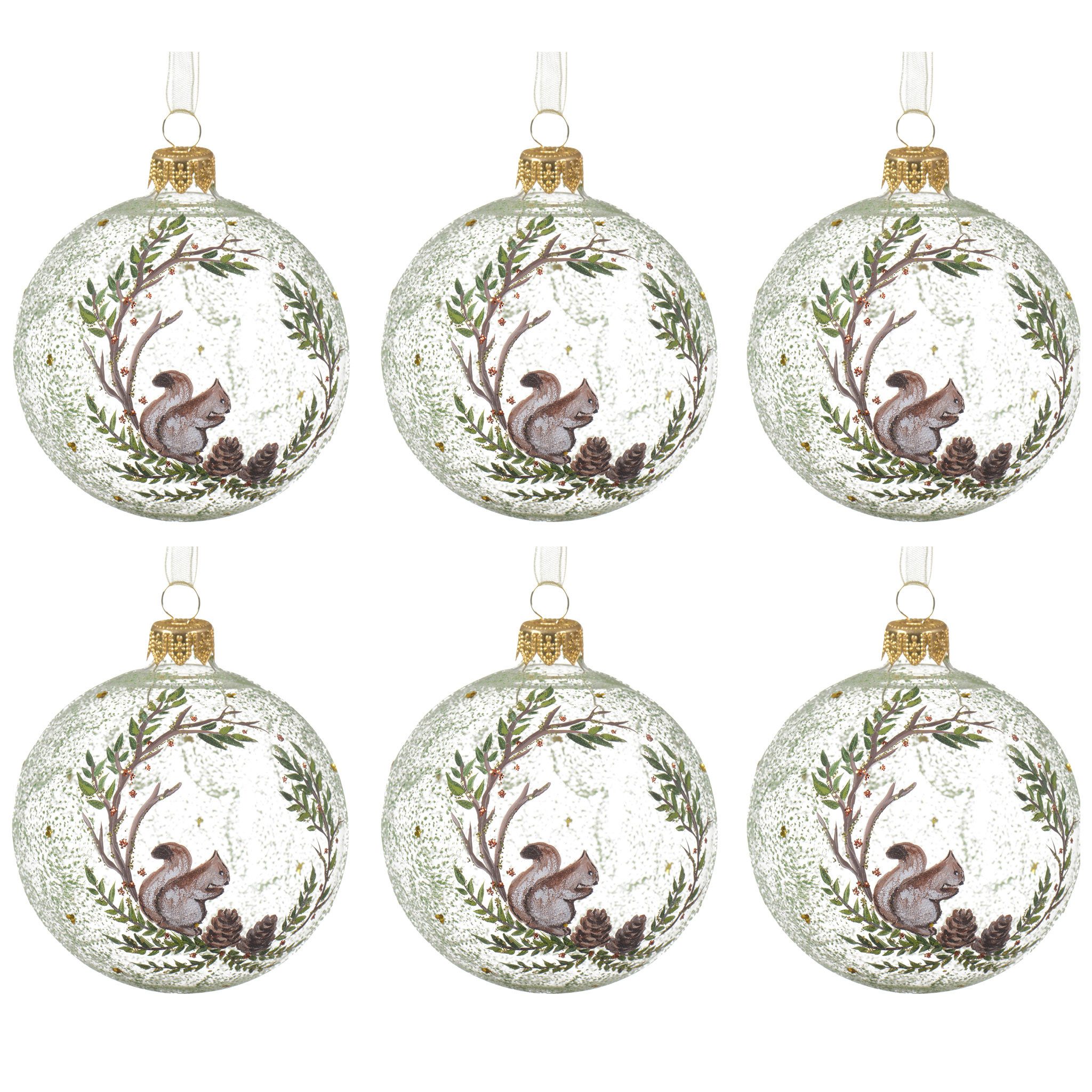 Kaemingk Weihnachtsbaumkugel, Новогодние шары Glas 8cm Natur Motiv Mundgeblasen 6er Set Transparent