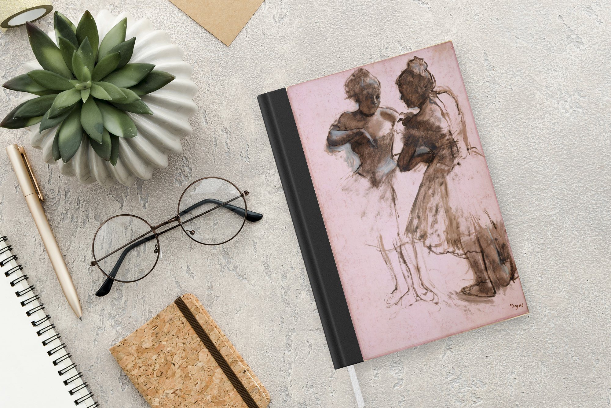 Degas, 98 Tänzerinnen Notizheft, Tagebuch, MuchoWow Journal, von Merkzettel, Seiten, Edgar Notizbuch Kunstwerk - A5, Zwei Haushaltsbuch