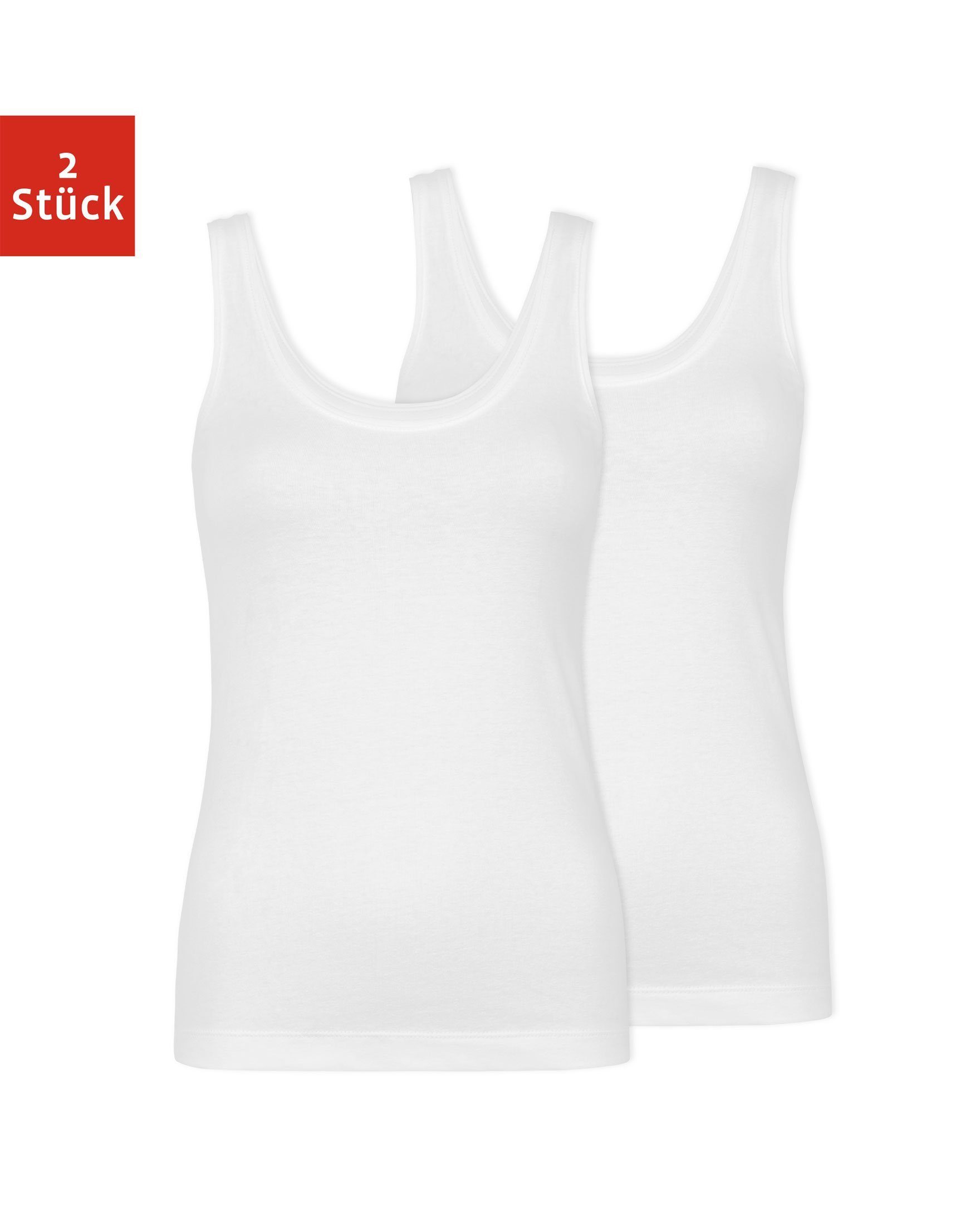 SNOCKS Tanktop Top mit breiten Trägern Damen (2-tlg) aus Bio-Baumwolle, bequem, perfektes Basic für jedes Outfit Weiß