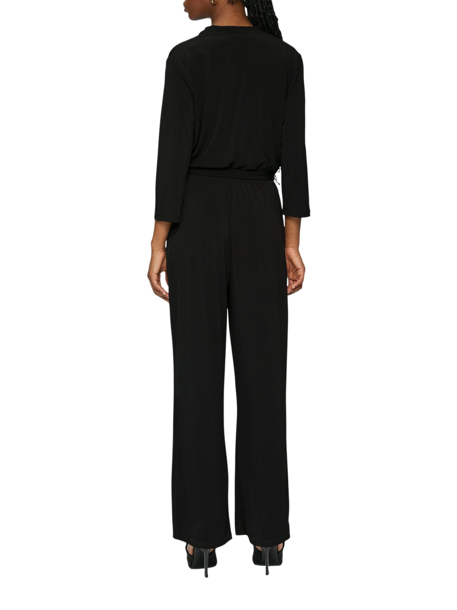 s.Oliver BLACK LABEL Overall grau, Casual, Polyester, Unifarben, V-Ausschnitt, 3/4 Arm, Regular Fit