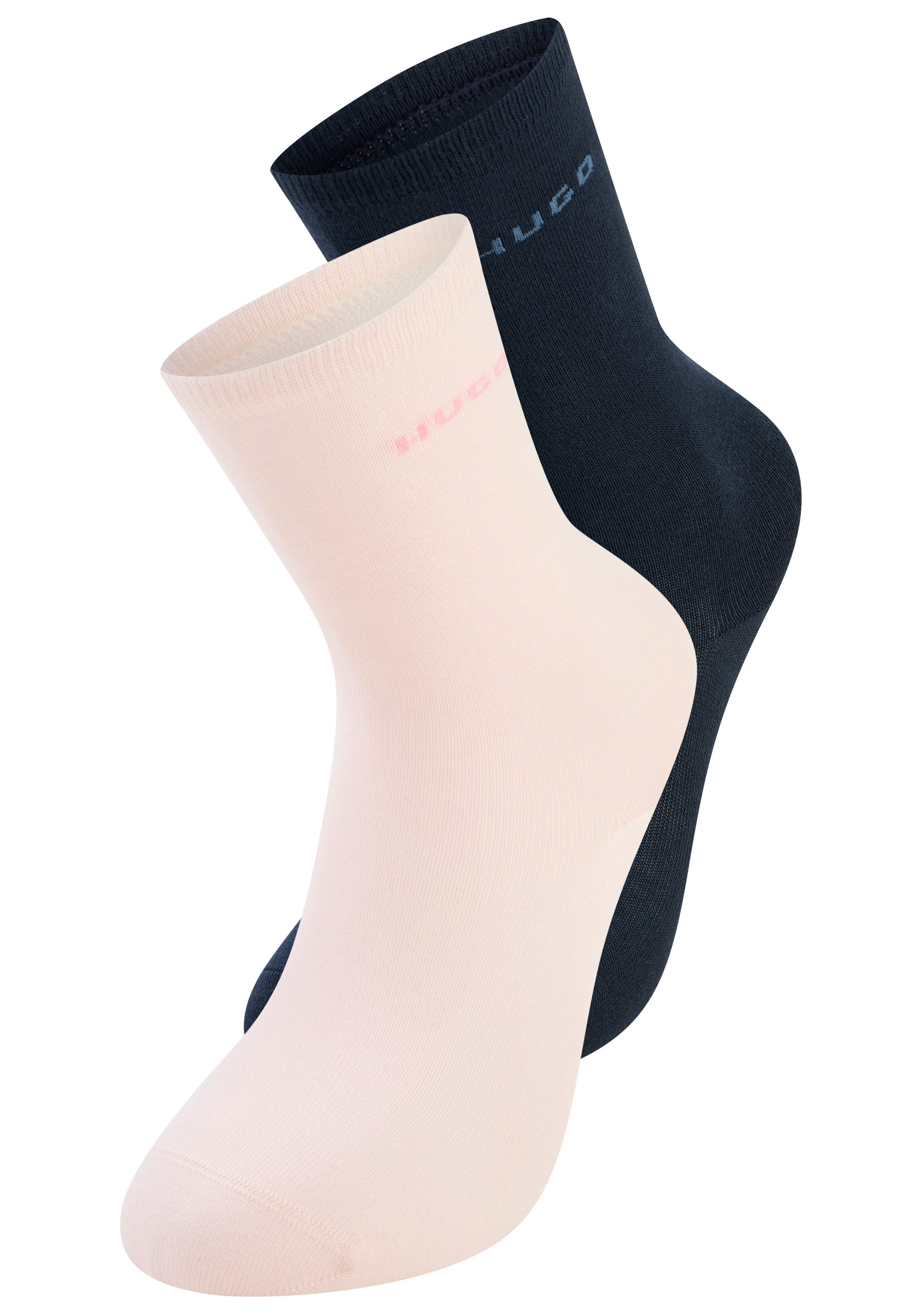 HUGO Socken RS UNI LOGO (2-Paar) mittelhoh, aus Baumwoll-Mix mit Logos