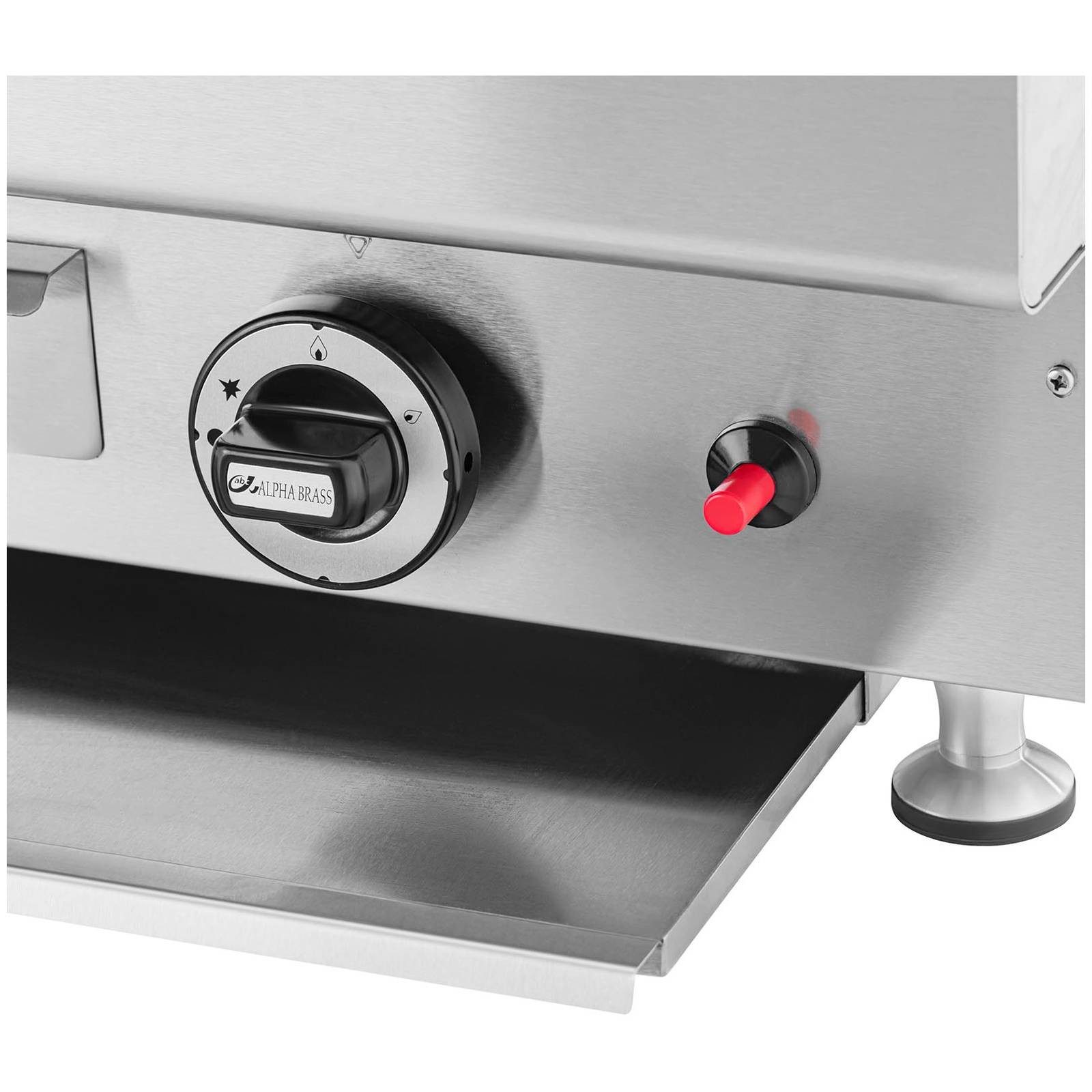 Royal Catering Gasgrill Lavastein-Grill Erdgas gerillte Grillplatte 50 x 47cm Tropfschale