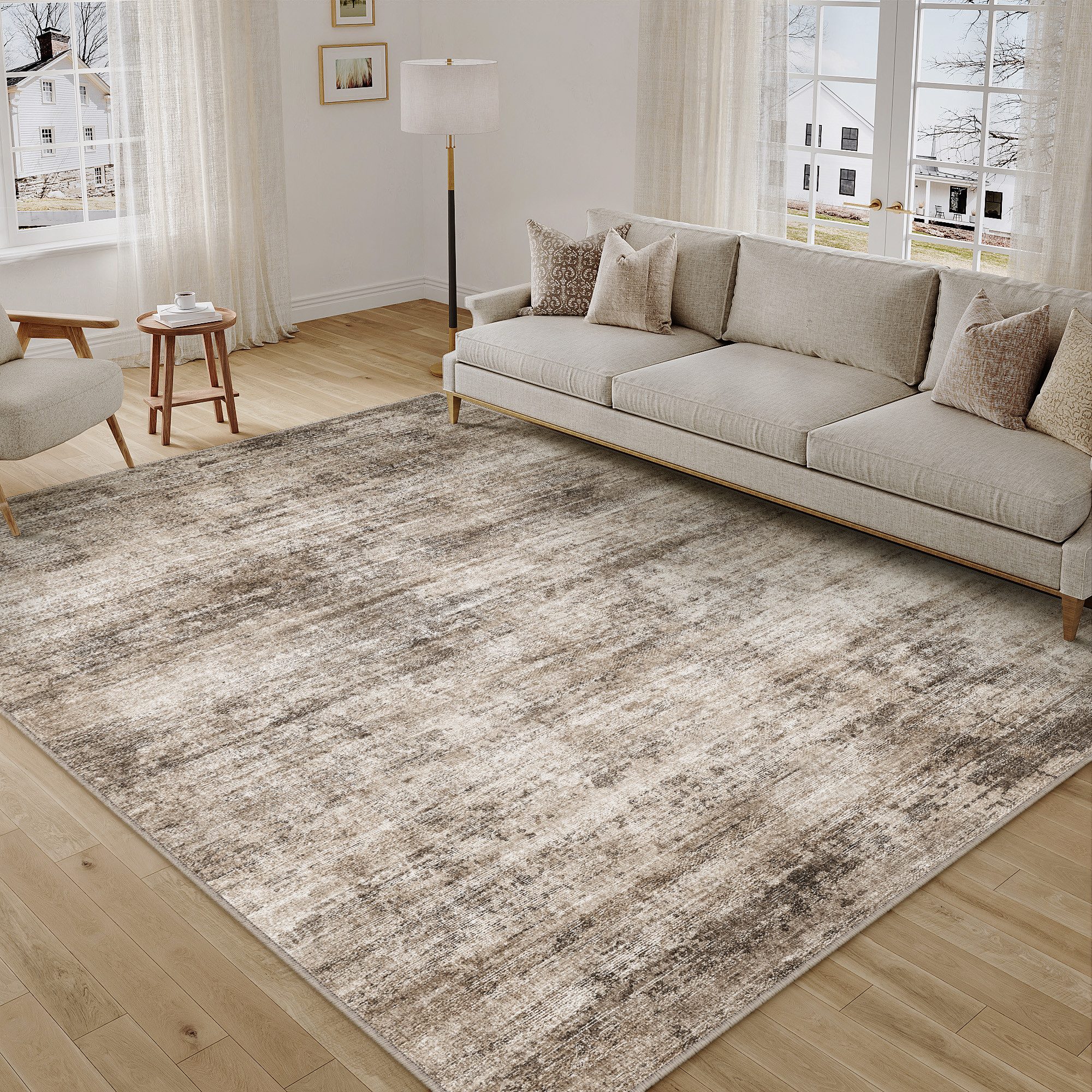 PURECOZY Teppich Kurzflor, modern abstrakt im Scandi-Look, rutschfest, weich, kuschelig, Rechteckig, Höhe: 5 mm, 160x230, 200x300, 300x400 cm, geeignet für verschiedene Innenräume