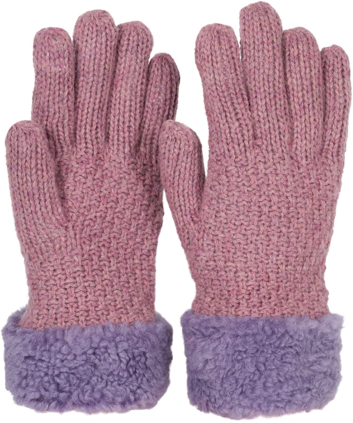 styleBREAKER Strickhandschuhe Strickhandschuhe mit Perlmuster und Fleece Mauve | Strickhandschuhe