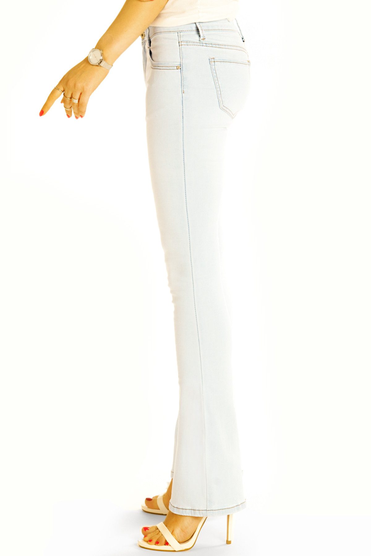be styled Bootcut-Jeans Hüftjeans Bootcut Jeans - Low Waist Stretch - Damen - j4p-1-hellblau mit Stretch-Anteil