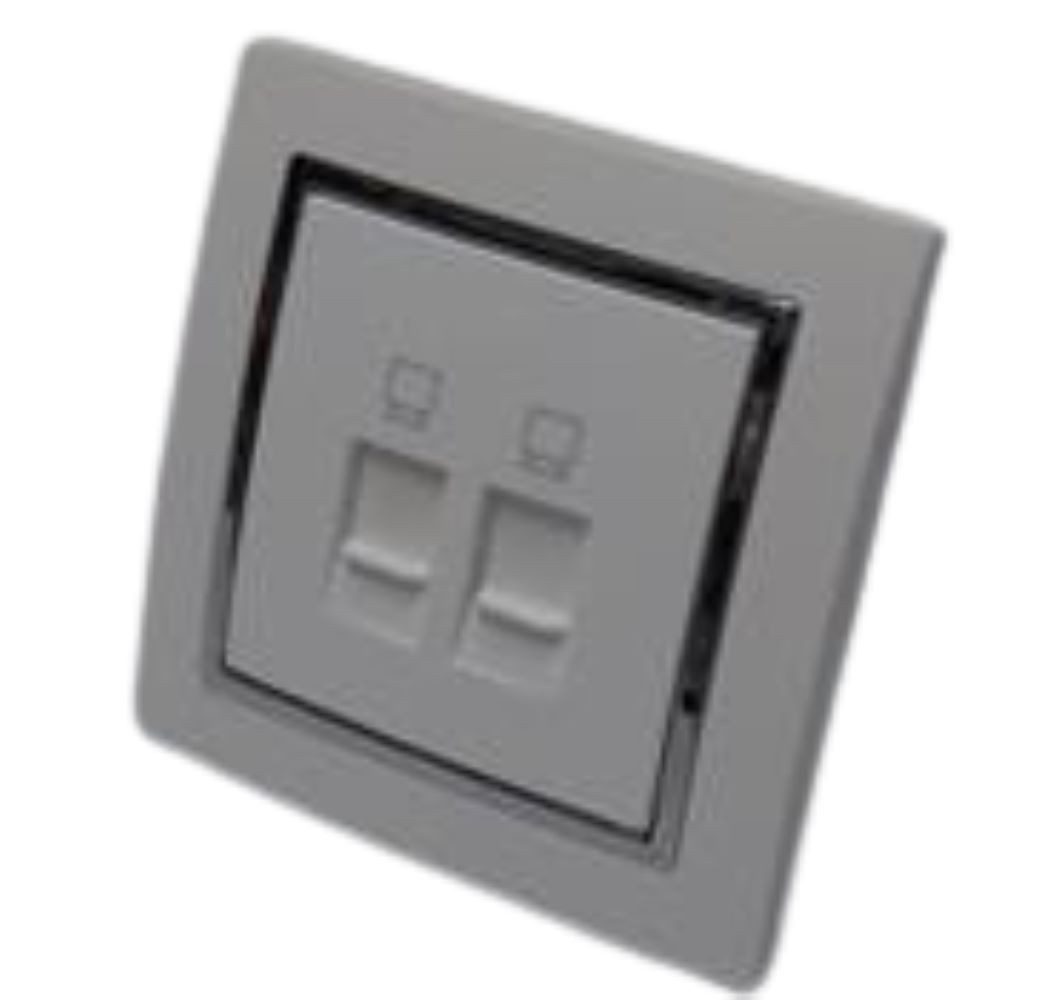 Lichtideen Schalter 6974 Levina S Netzwerk Dose 2 x RJ45 silberner Rand (Prellfrei: Präziser, reibungsloser Tastvorgang ohne Prellen)