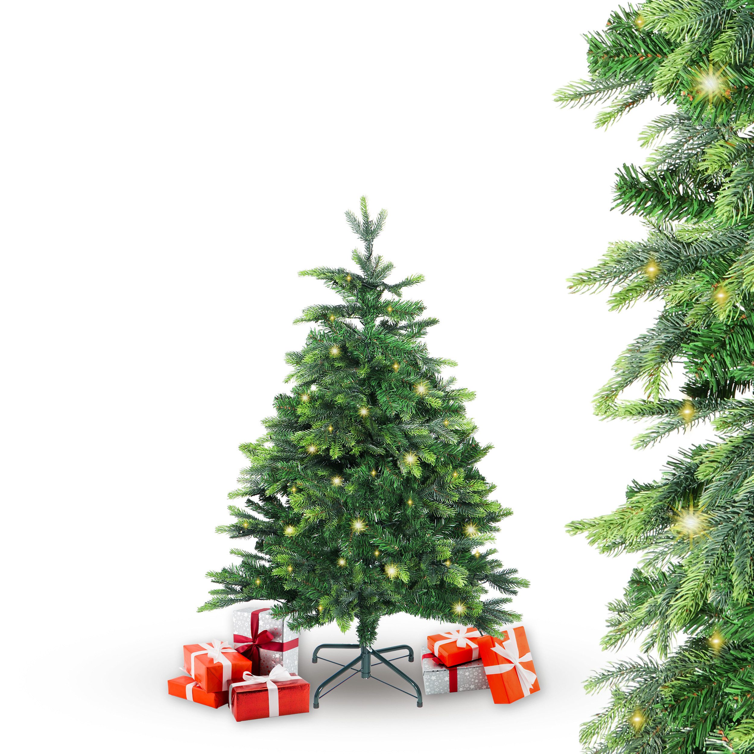 Gartenpirat Künstlicher Weihnachtsbaum BonTree Tanne mit LED Beleuchtung warmweiß Christbaum, Natürliches Aussehen, Hochwertig, Einfacher Aufbau, mit LED´s