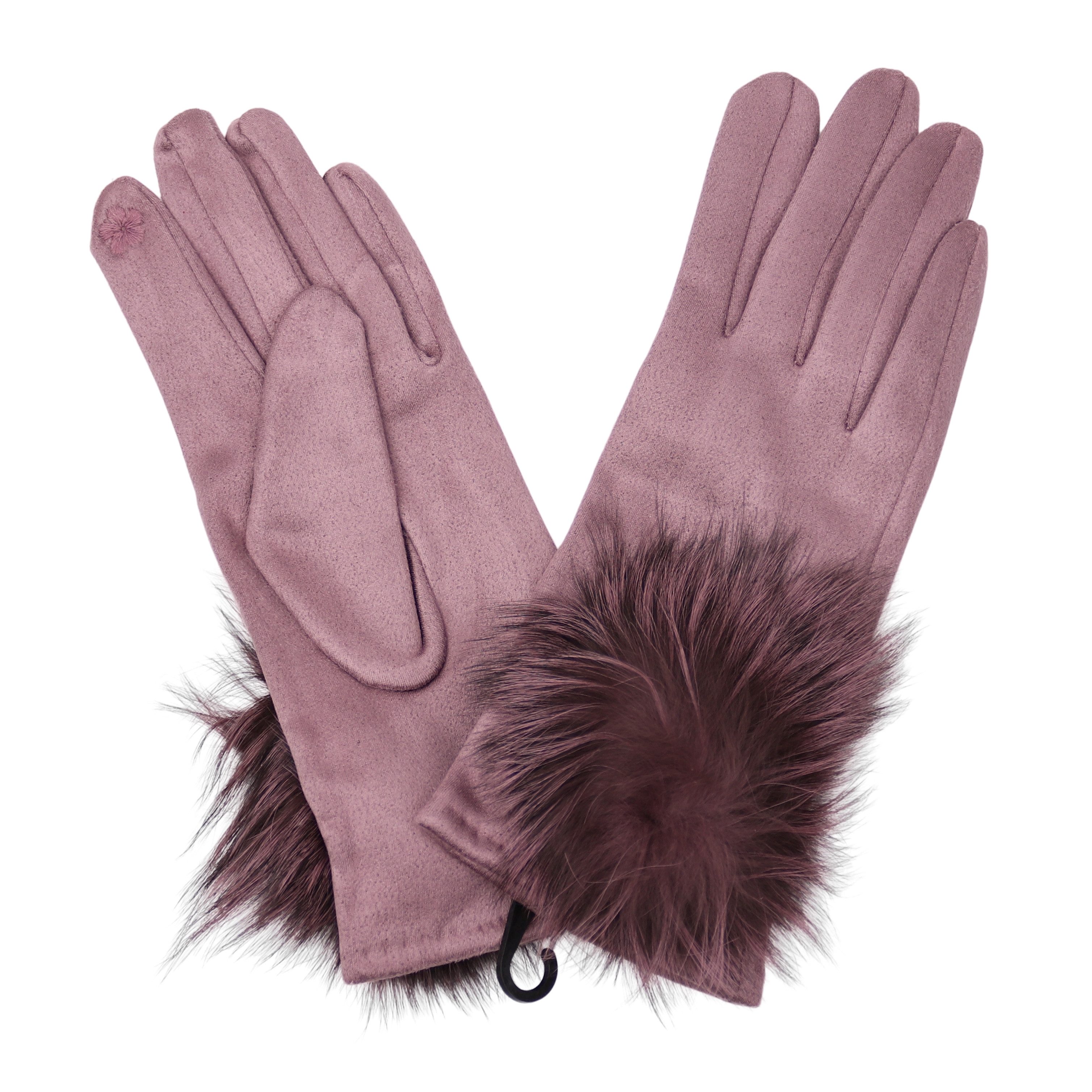 MIRROSI Thermohandschuhe Damen Touchscreen Handschuhe gefüttert Warm ONESIZE (mit verspieltem Bommel) aus Stoff sehr weich und warm ideal für Herbst oder Winter