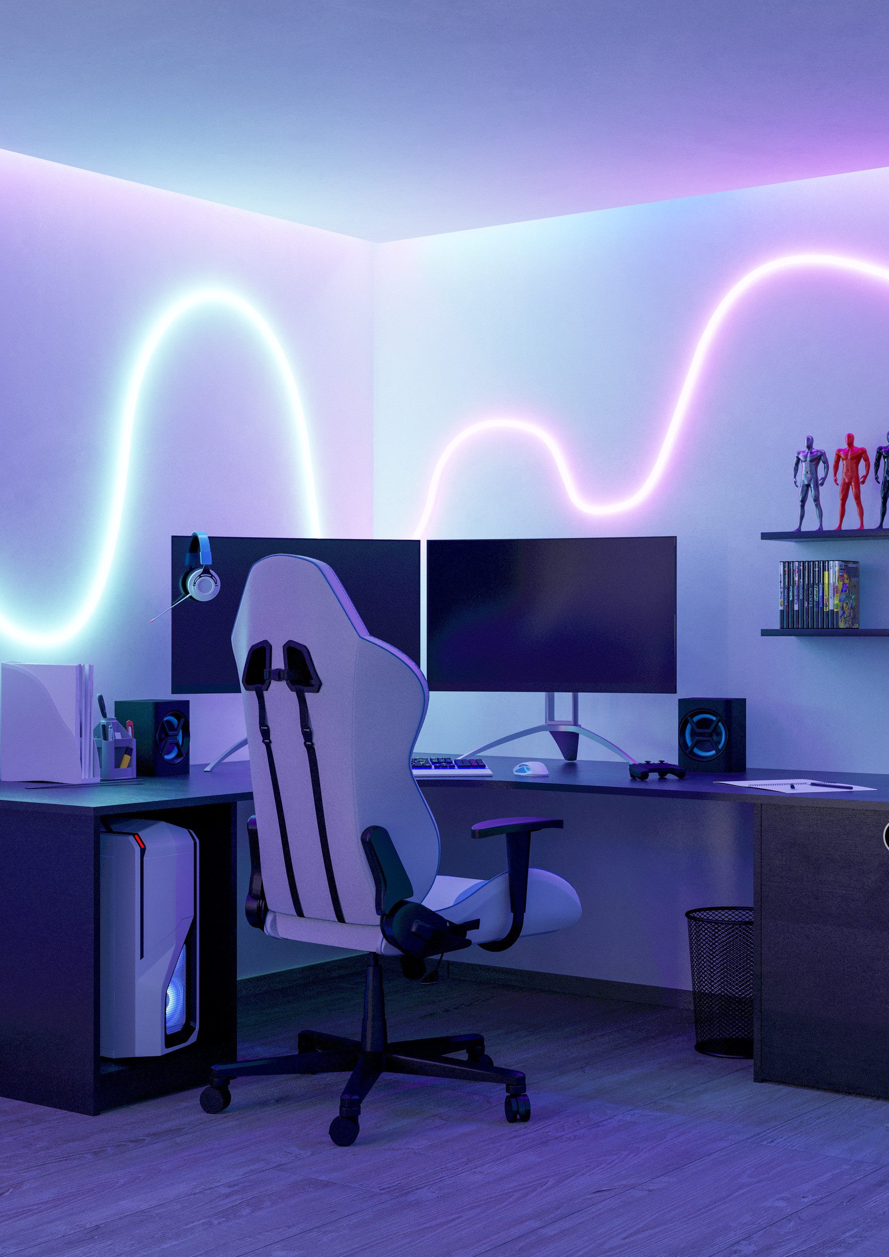 EGLO LED-Streifen NEON-STRIPE-Z Stripe IP20 - LED Streifen - zahlreiche Funktionen, 1-flammig, Lichtleiste 3 m, ZigBee, Favoritenmodus, Timer, Gruppen, Nachtlicht