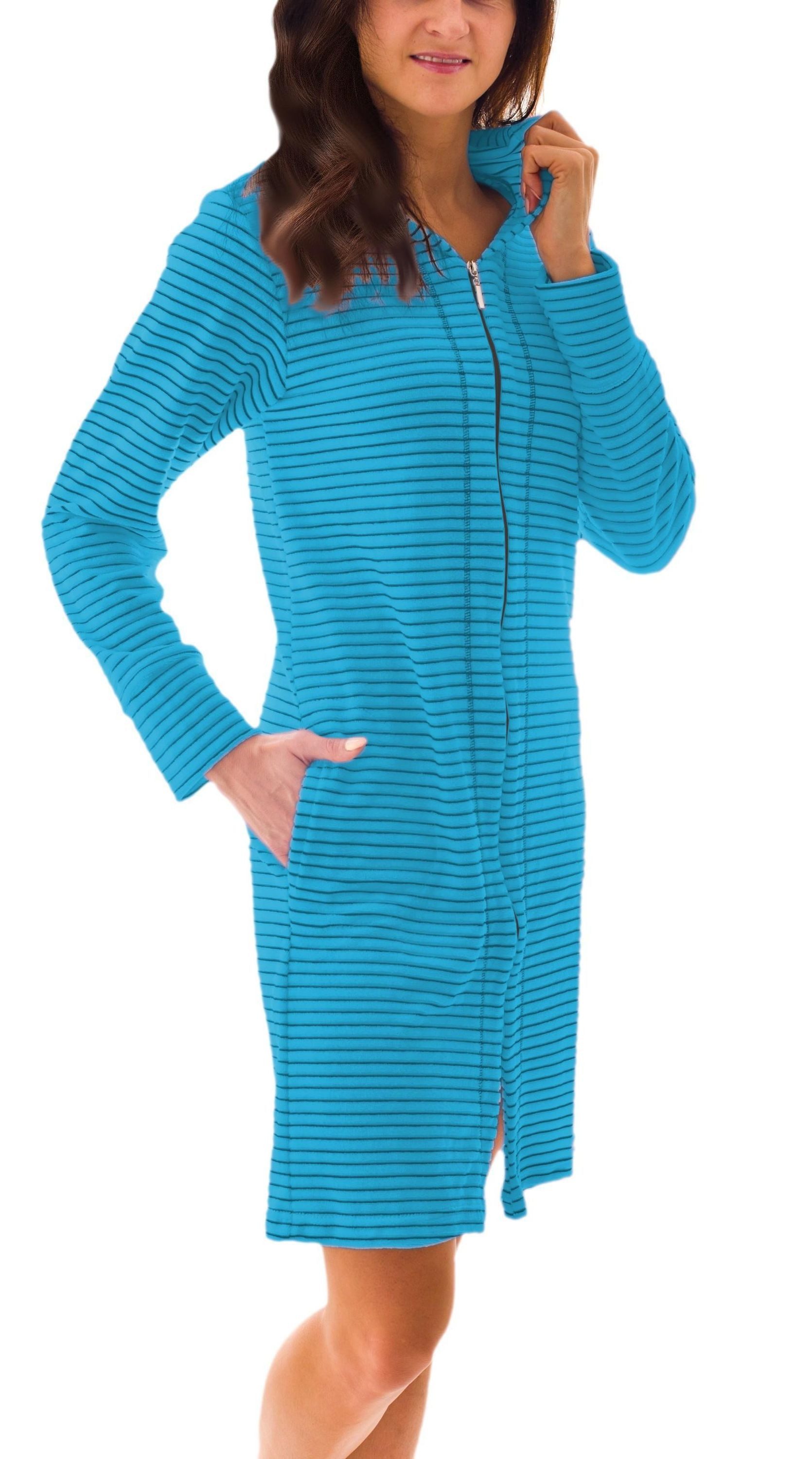 Aquarti Damenbademantel Damen Bademantel Morgenmantel Reißverschluss günstig online kaufen