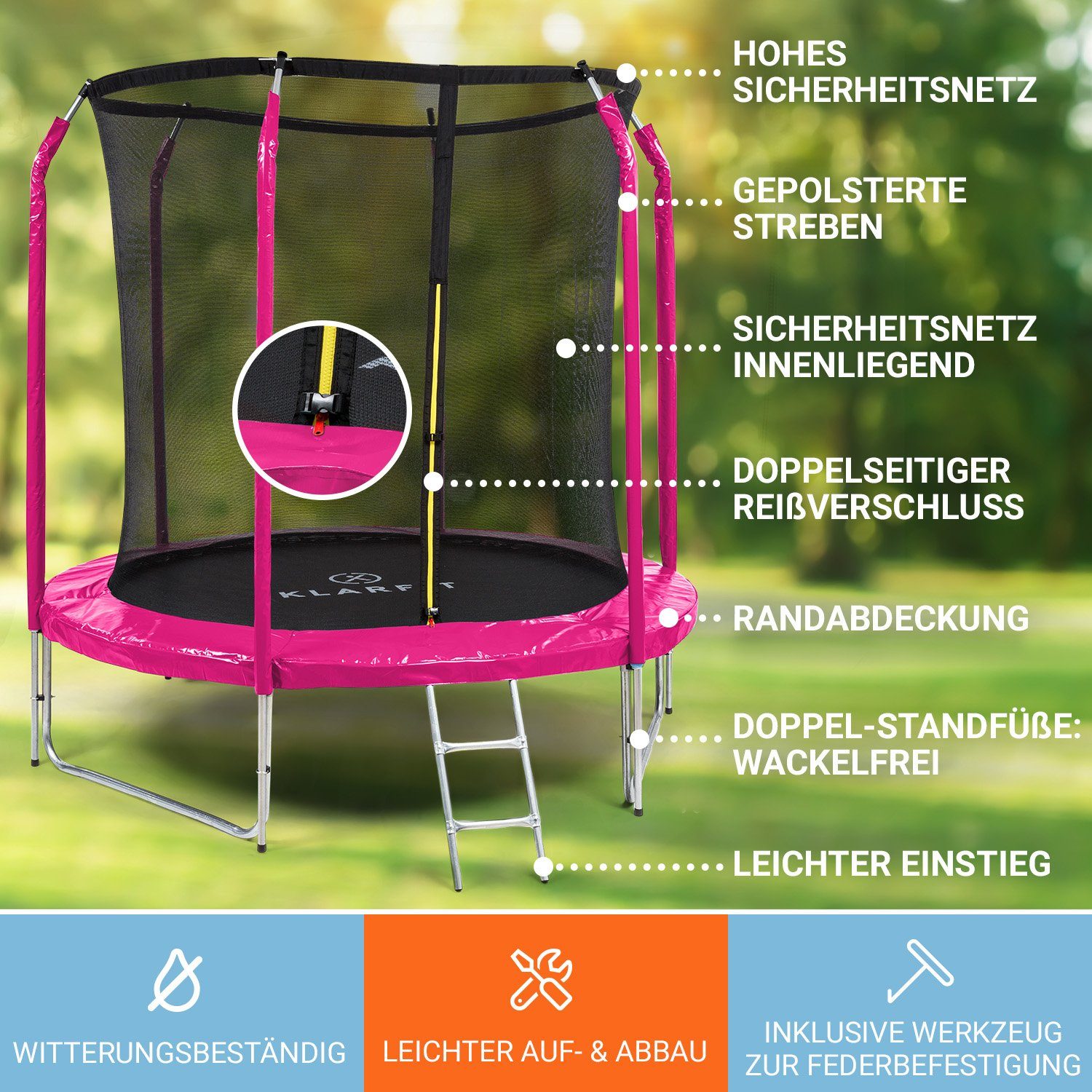 KLARFIT Gartentrampolin Jumpstarter, Ø 0 cm, Kinder Trampolin Outdoor Trampolin Kinder Gartentrampolin für zuhause