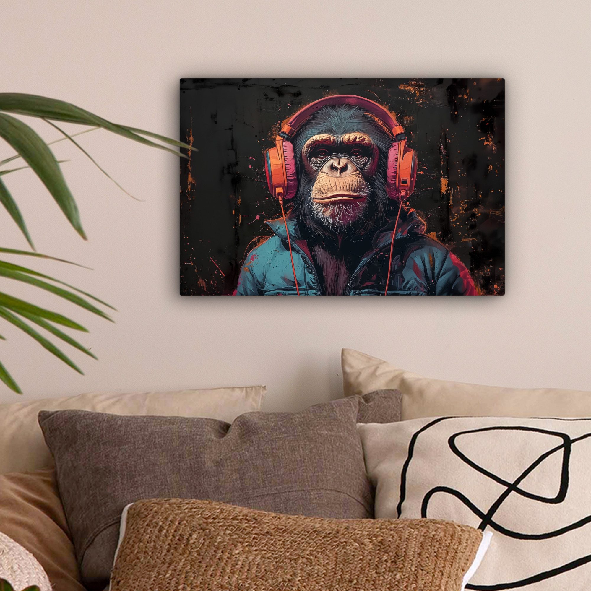 OneMillionCanvasses® Leinwandbild Graffiti - Schimpanse - günstig online kaufen