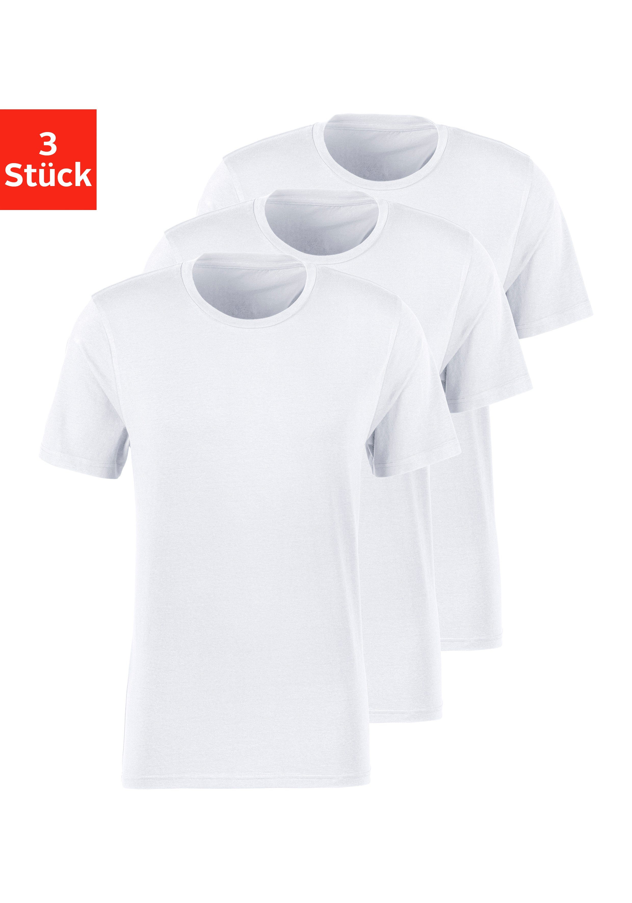 Bruno Banani T-Shirt (Packung, 3-tlg) mit Rundhals-Ausschnitt weiß | T-Shirts