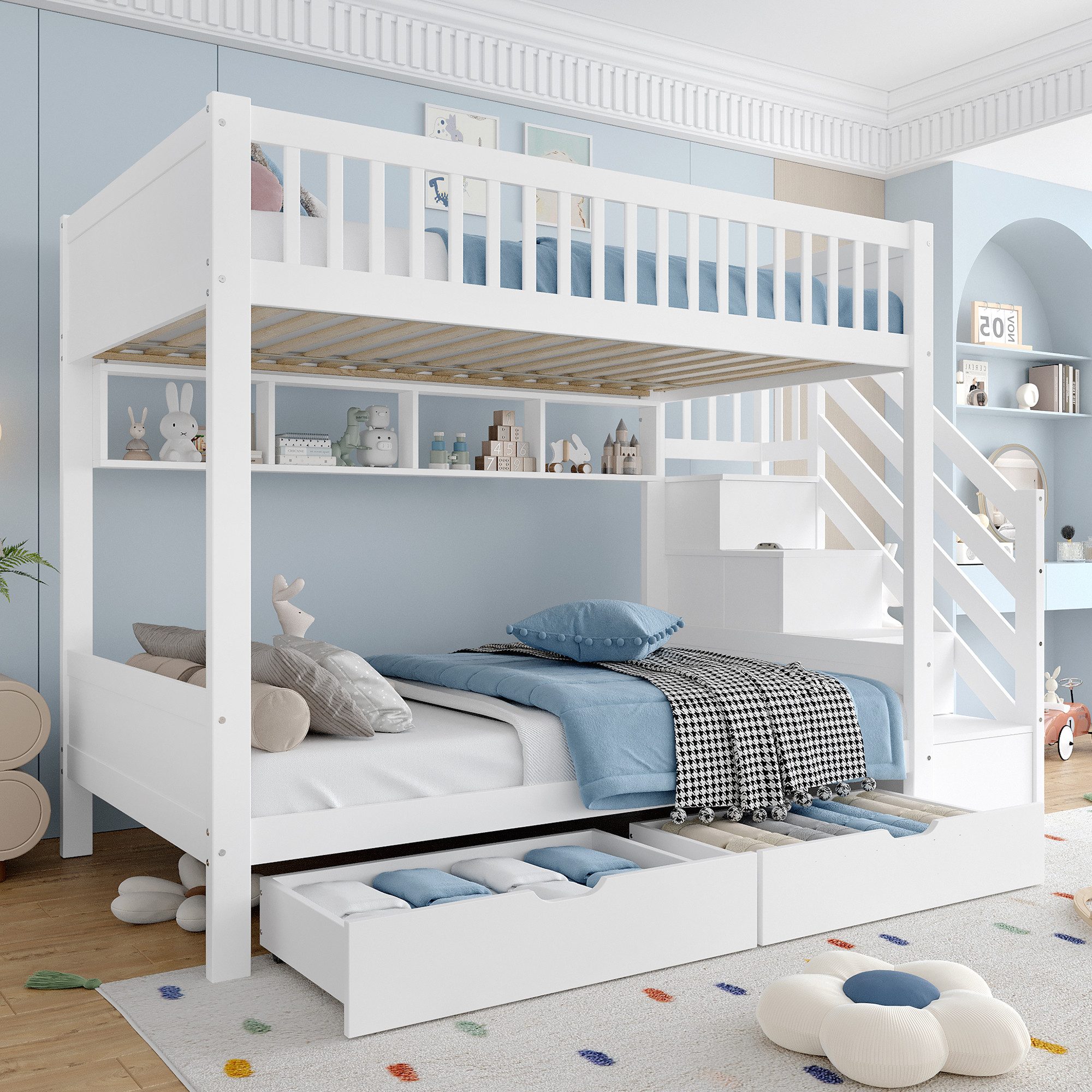 TavilaEcon Etagenbett mit Kleiderschrank & Stauraum, günstig online kaufen