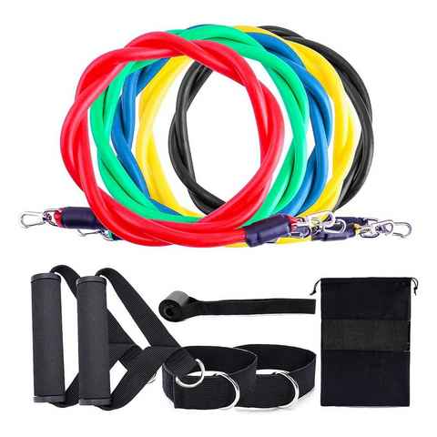 Daskoo Gymnastikbänder Resistance Bands 11 Stück Fitnessband bis zu 100 LBs, mit Griffen, für Fitness, Kraft