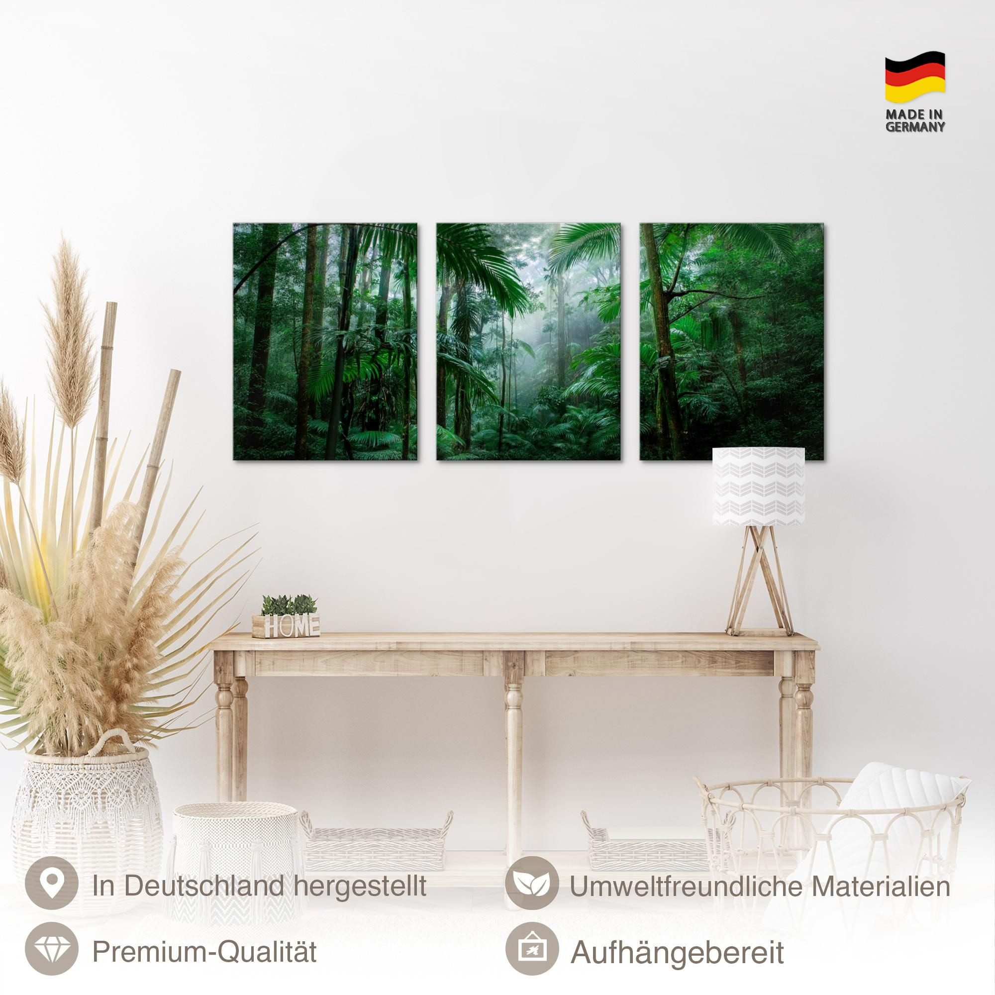 Novart Wandbild Wald Natur Bilder Set 3 Teilig Wohnzimmer Schlafzimmer Deko, Tropischer Wald – Bild 4 von 5