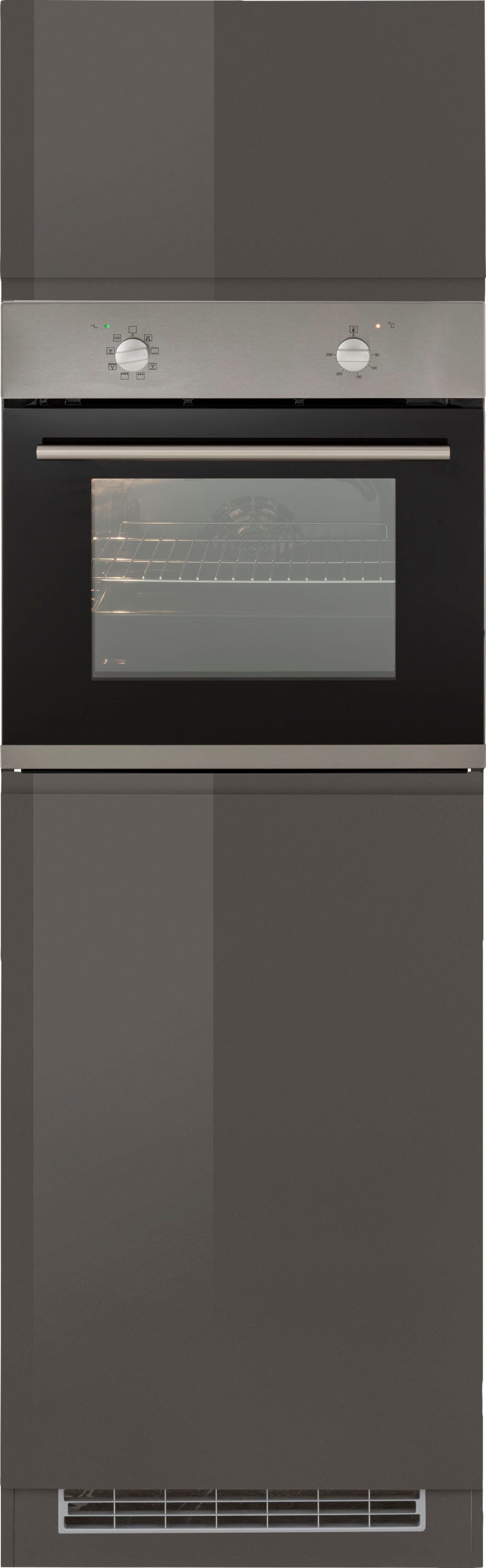 Hochglanz 60 hoch, 200 cm 56/59/55 cm Virginia HELD cm grau Backofen/Kühlumbauschrank grafit MÖBEL Ofen | B/H/T: für Nische breit,