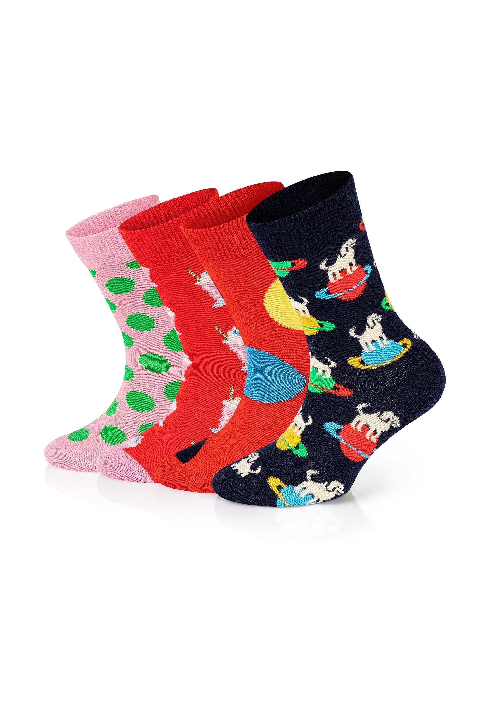 Happy Socks Basicsocken 4-Pack Dog Milkshake-Planet aus nachhaltiger Baumwolle Kids